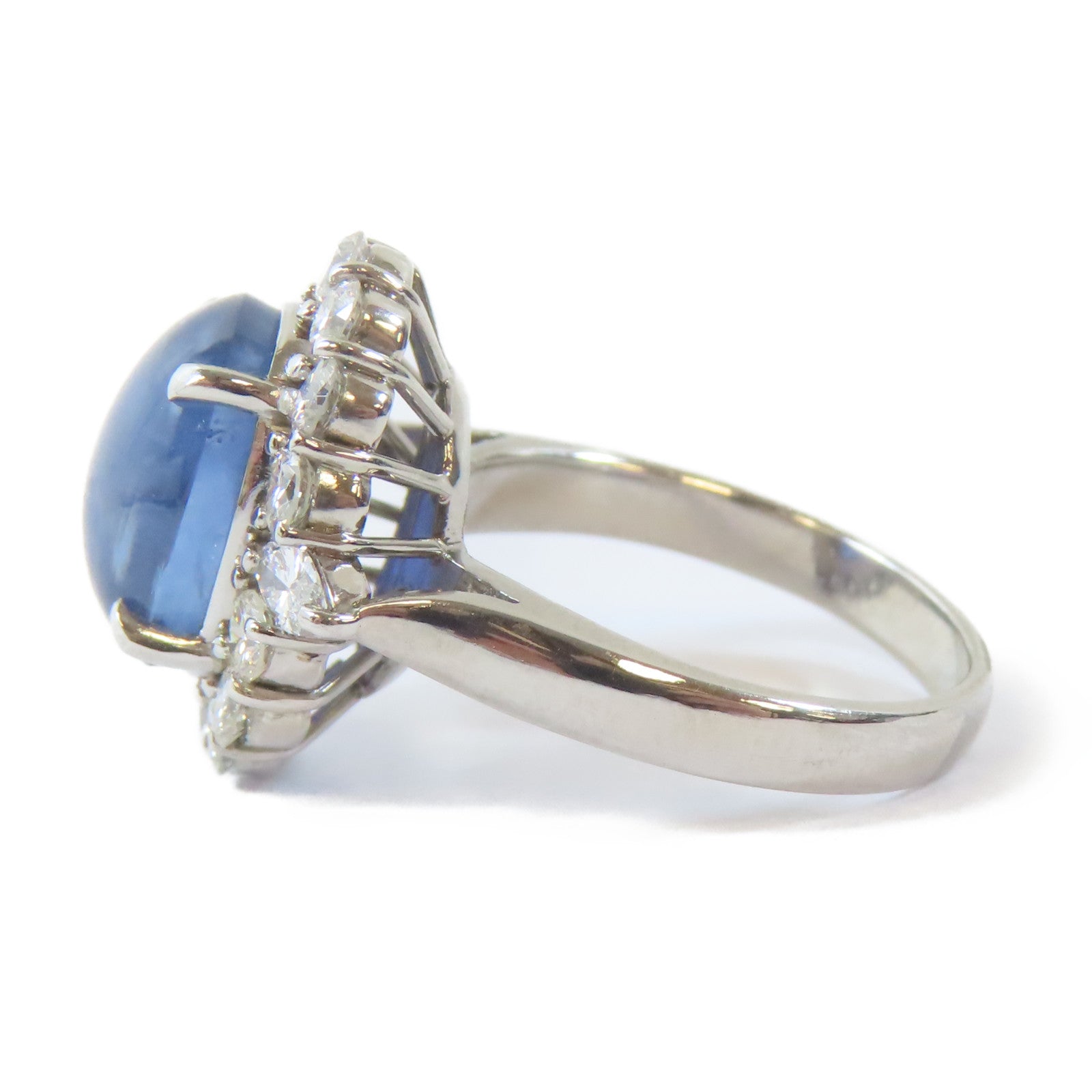 JEWELRY PT900鉑金Star Sapphire/Diamond Ring 7.01ct星光藍寶石/1.18ct鑽石戒指US#5.5