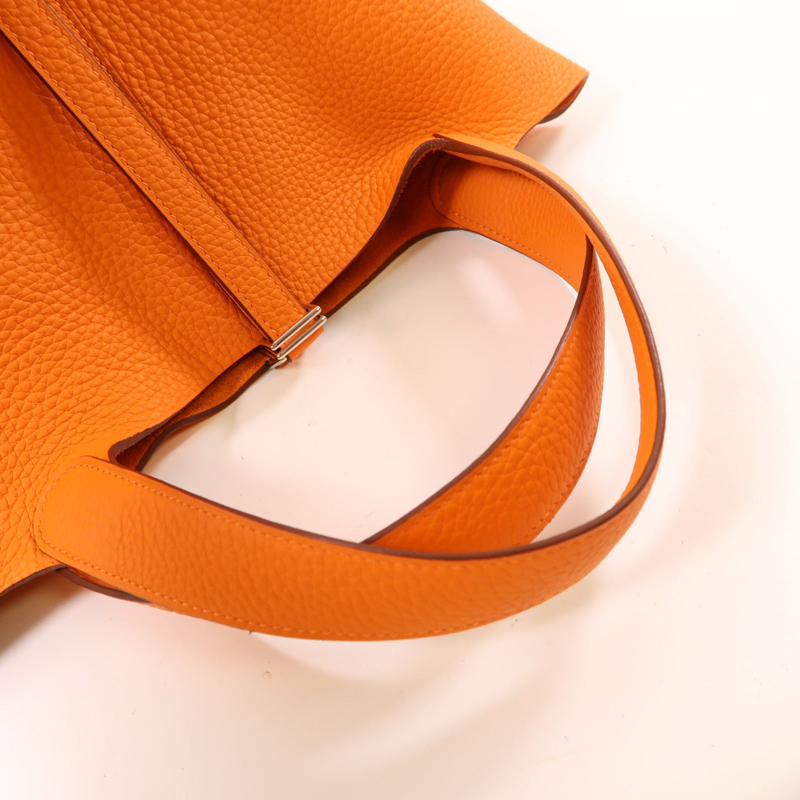 HERMES PHW Picotin MM Handbag Clemence Leather