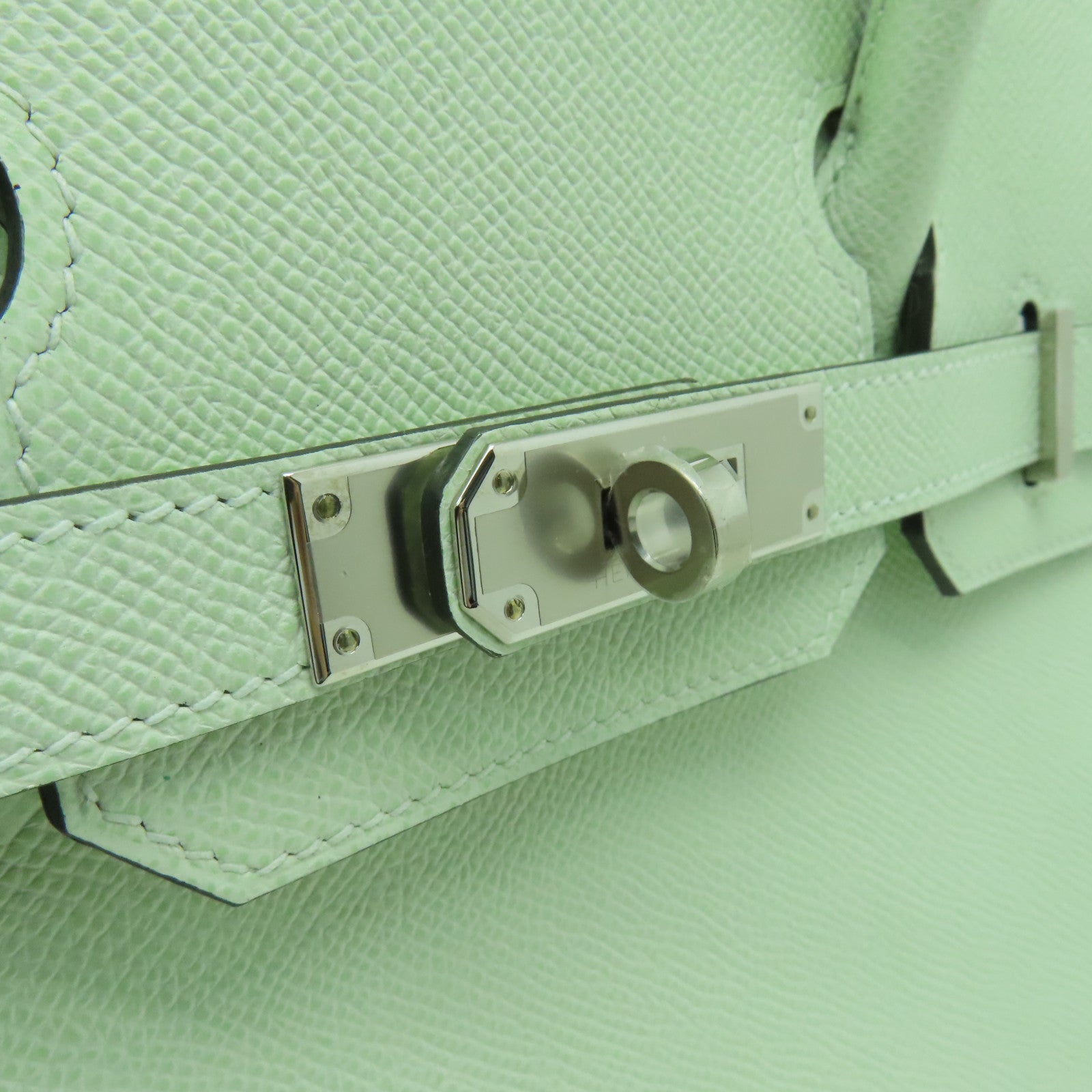 HERMES **【清倉大減價】Epsom皮革Birkin 30銀扣手挽袋Vert Fizz綠色