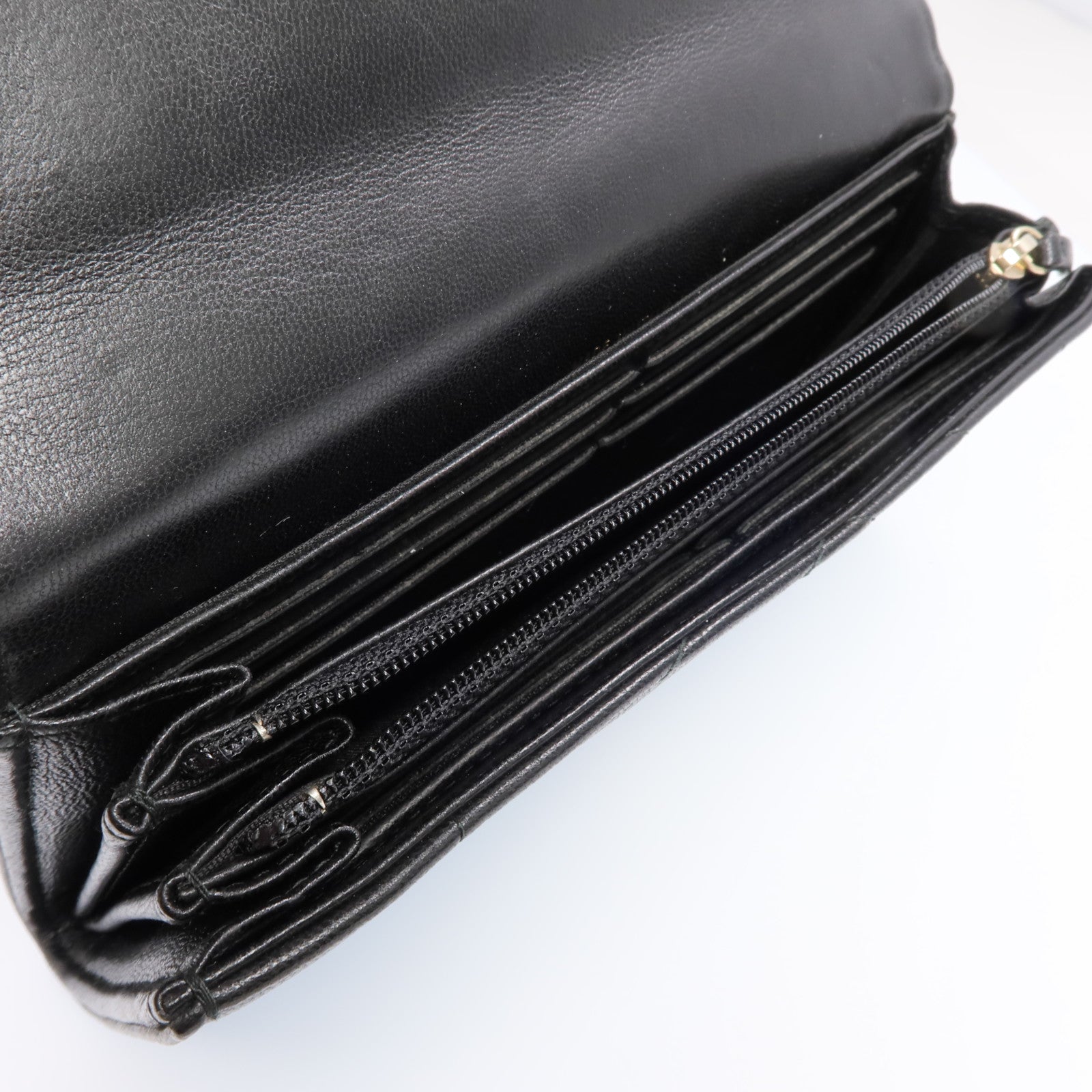 CHANEL 牛皮皮革Long Wallet金扣錢包