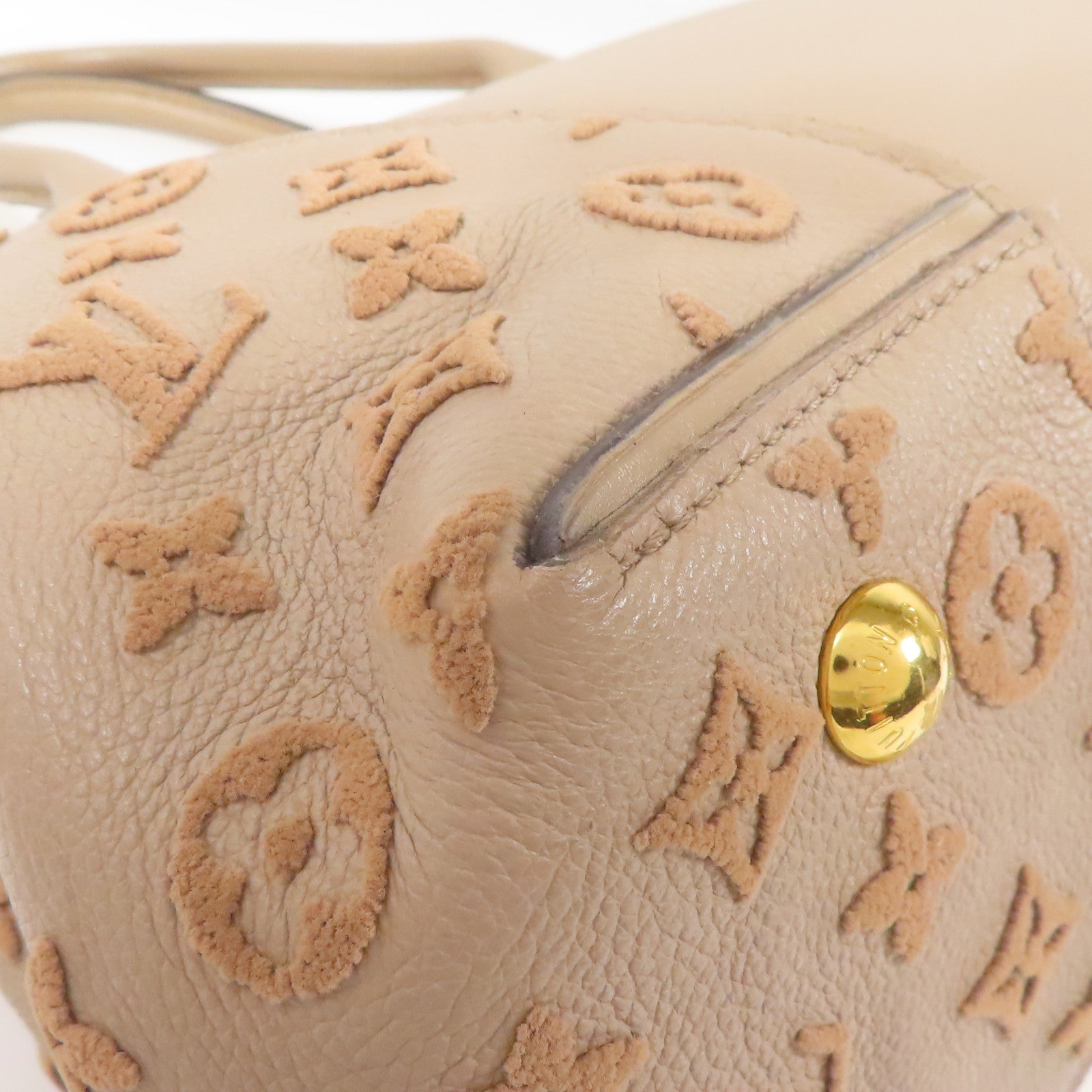 LOUIS VUITTON 牛皮皮革/羊絨Tote W PM金扣手挽袋