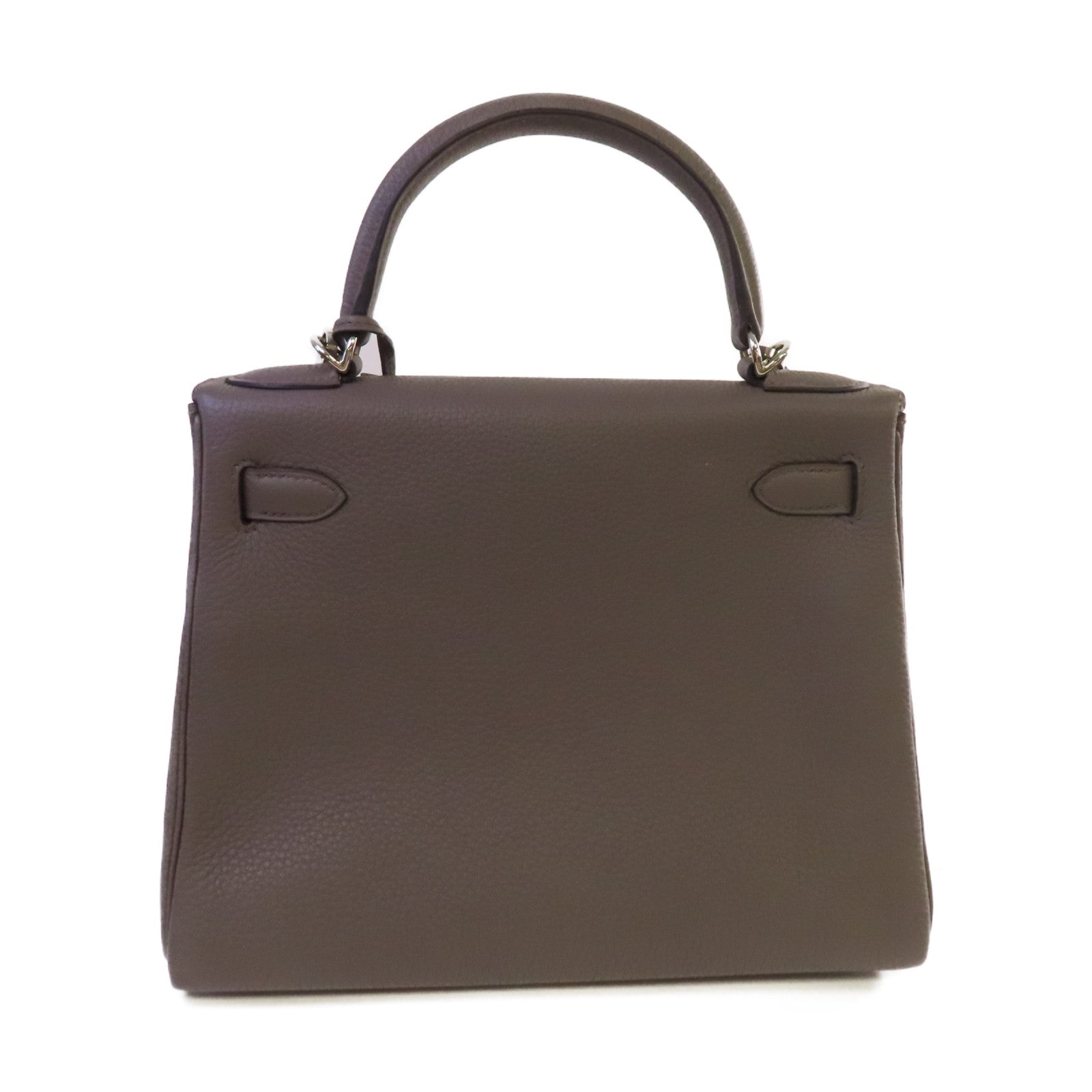 HERMES Togo皮革Kelly 28銀扣手挽肩背兩用袋Gris Etain錫器灰色