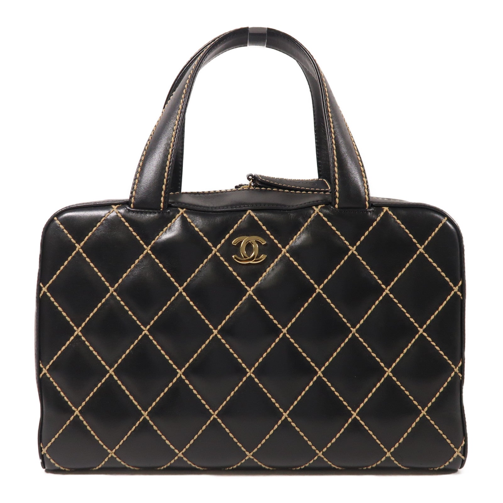 CHANEL 牛皮皮革Vintage Handbag金扣手挽袋