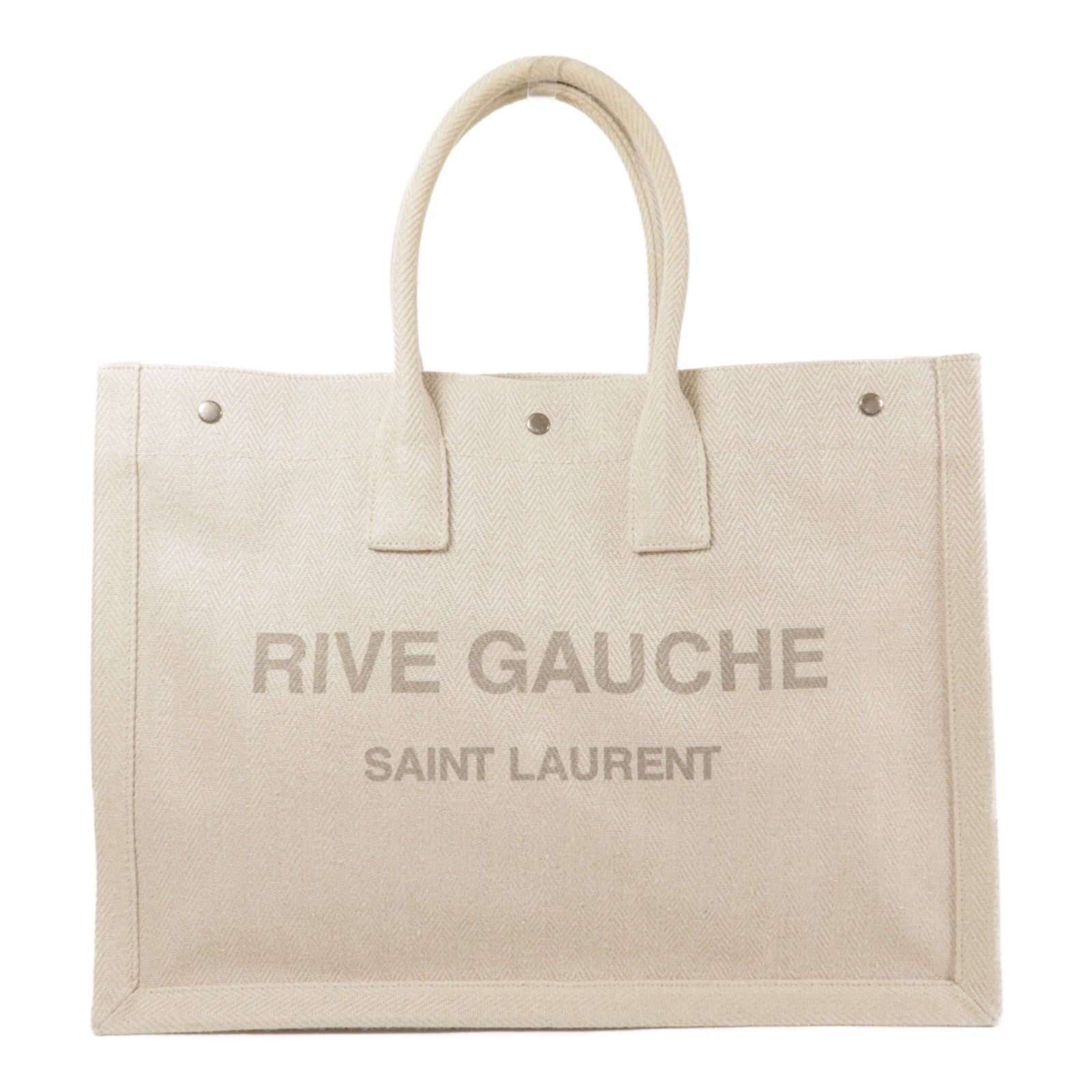 SAINT LAURENT 帆布Tote Bag銀扣手挽袋