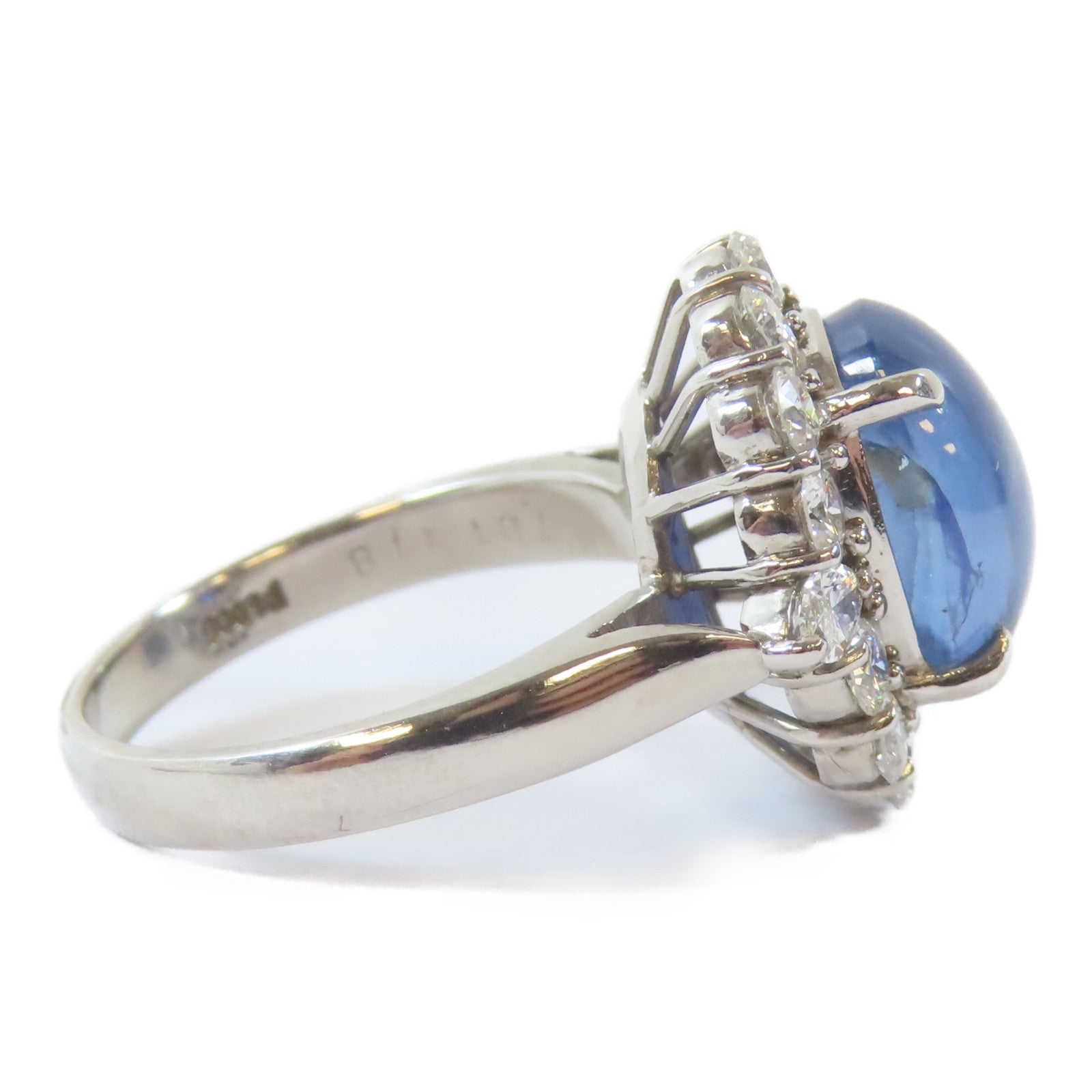 JEWELRY PT900鉑金Star Sapphire/Diamond Ring 7.01ct星光藍寶石/1.18ct鑽石戒指US#5.5