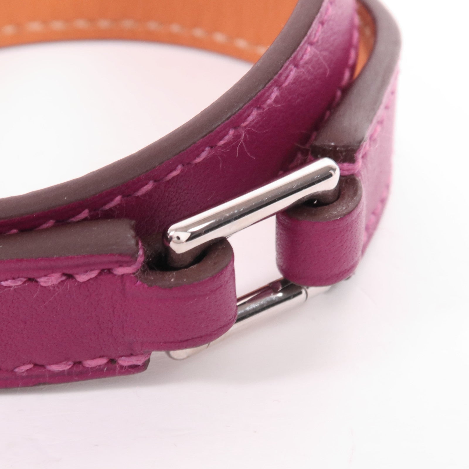 HERMES Swift皮革Rivale Double Tour Bracelet銀扣手帶Tosca