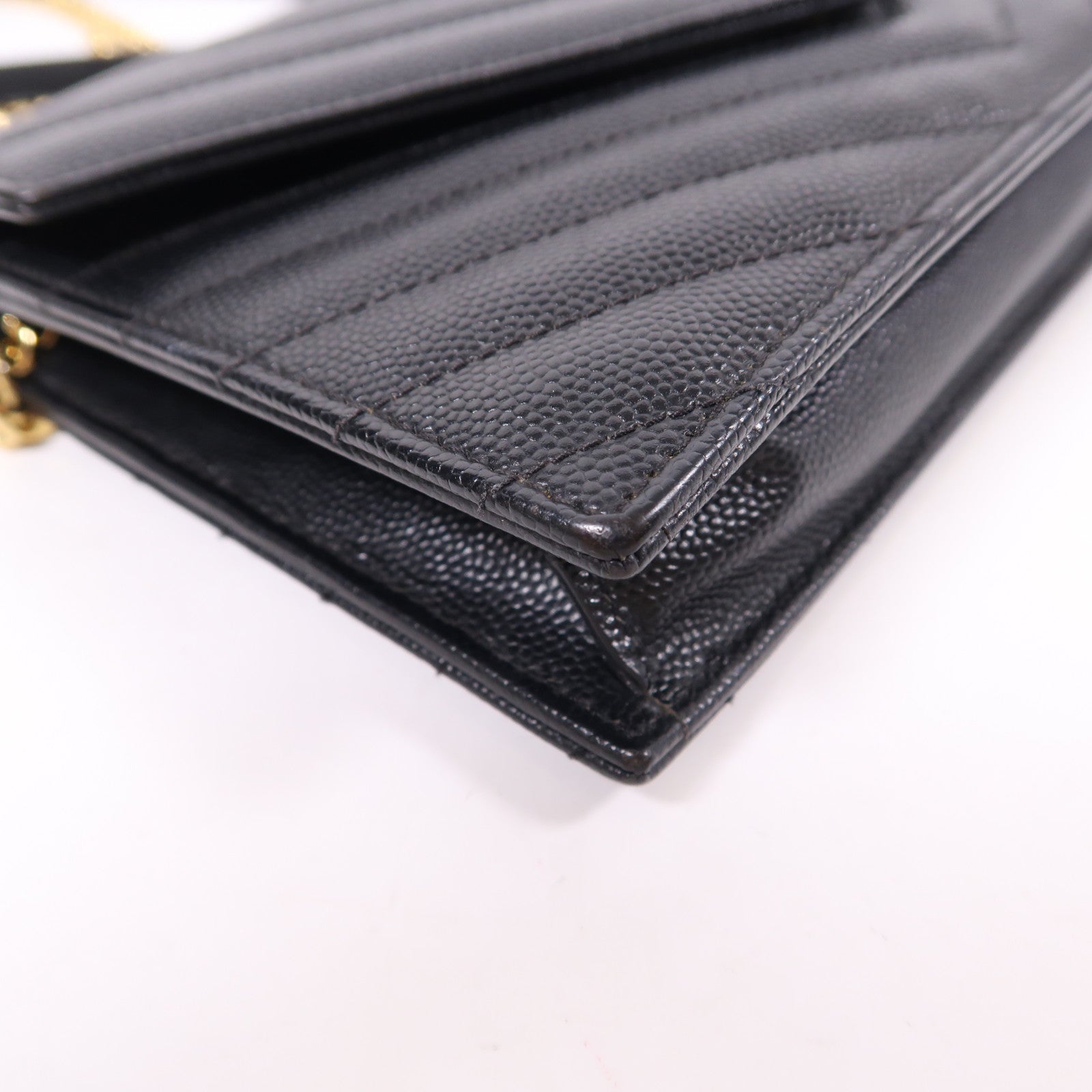 YVES SAINT LAURENT 牛皮皮革Wallet On Chain金扣鏈帶肩背袋