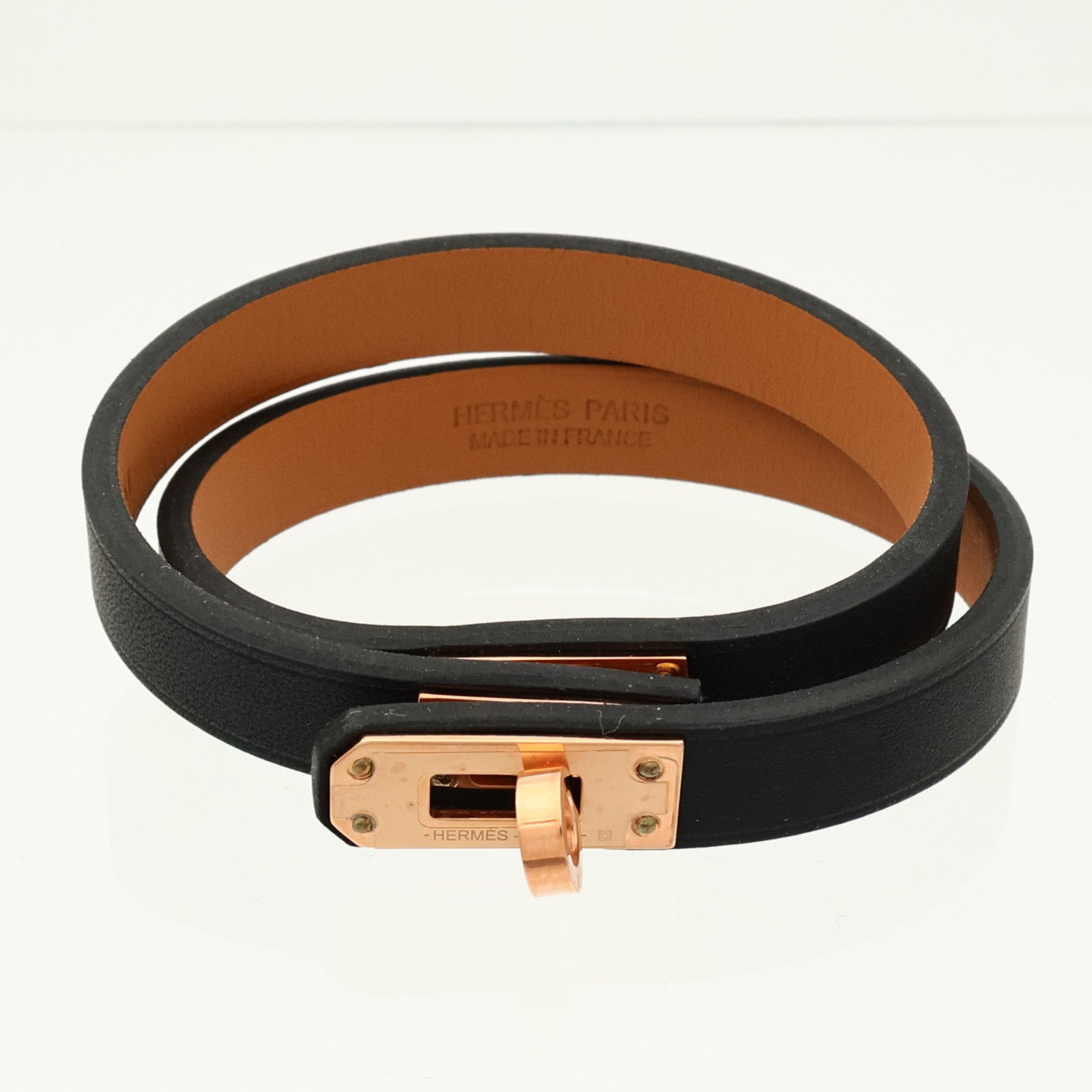 HERMES Swift皮革Mini Kelly Double Tour金扣手鏈Noir