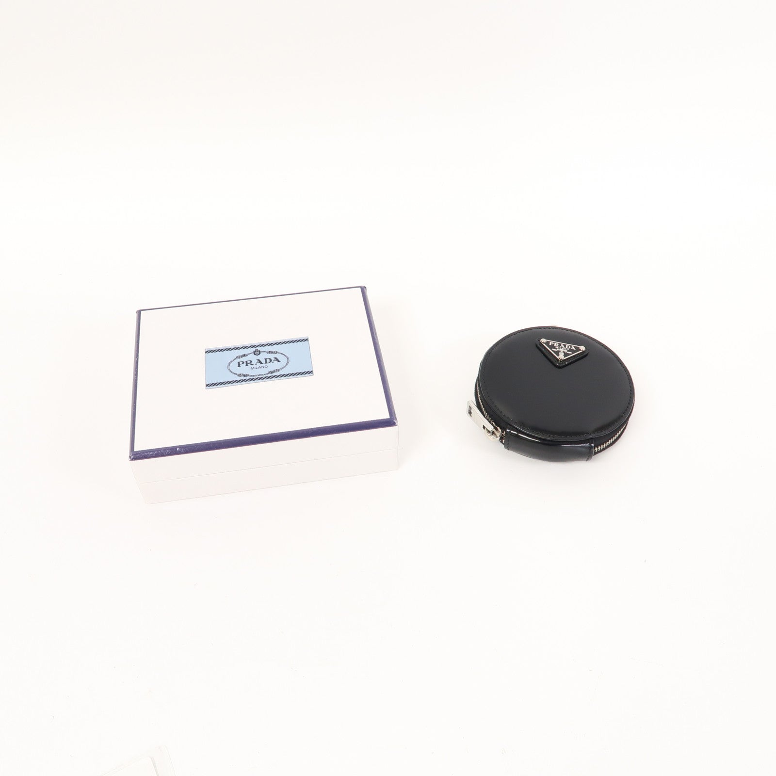 PRADA 牛皮皮革Coin Case銀扣零錢包黑色