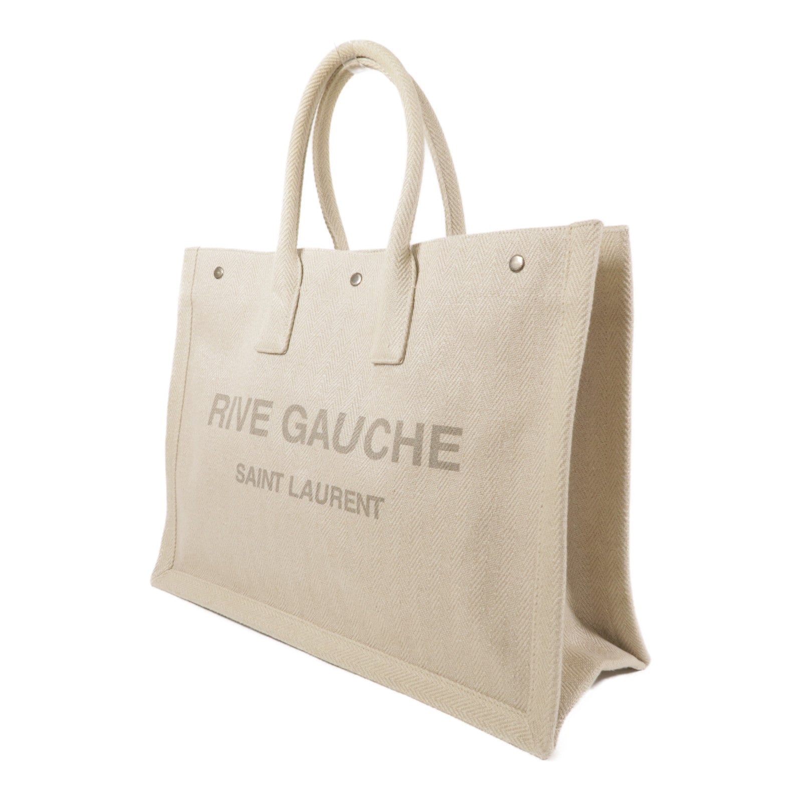SAINT LAURENT 帆布Tote Bag銀扣手挽袋