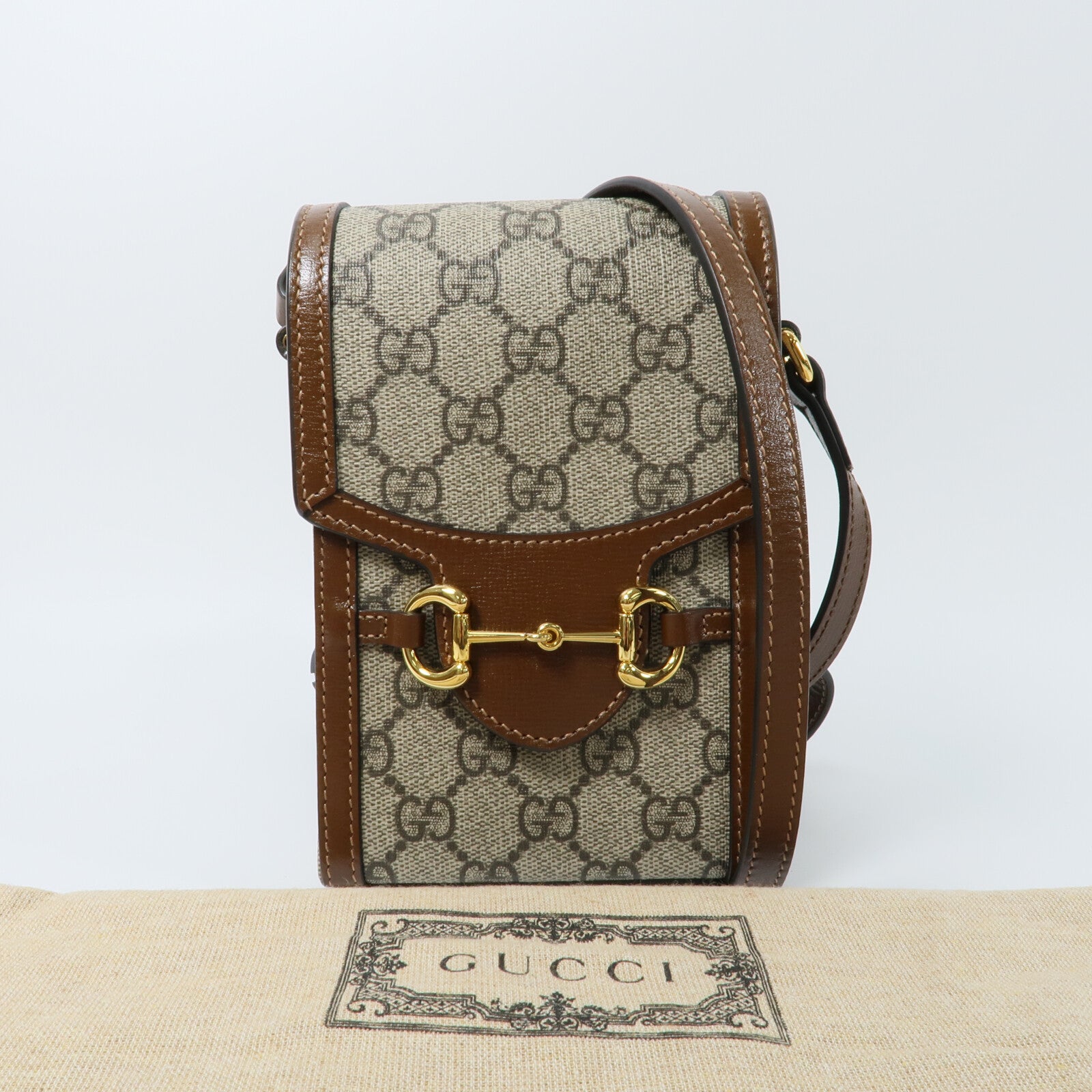 GUCCI 塗層帆布Horsebit 1955肩背袋