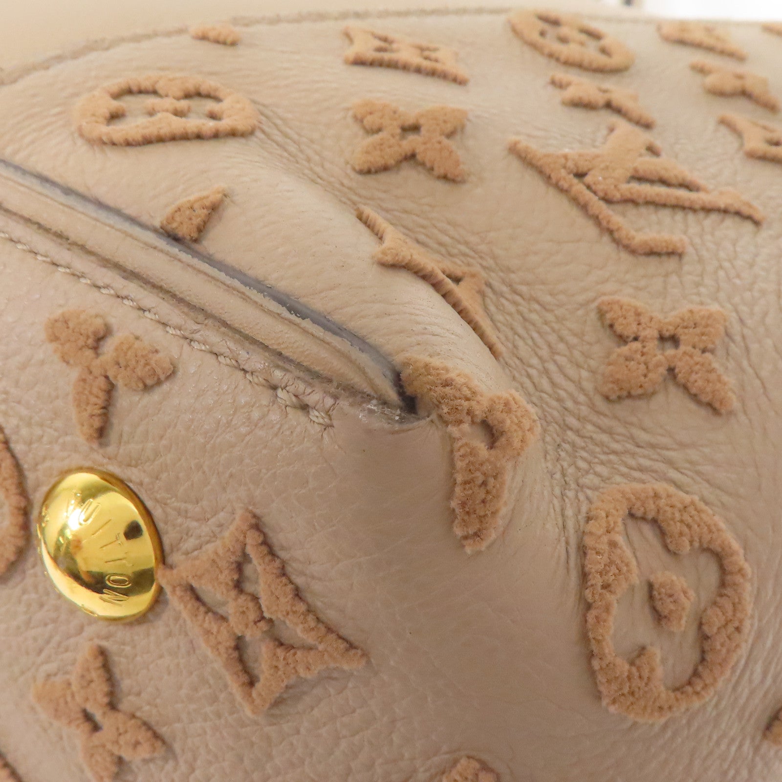 LOUIS VUITTON 牛皮皮革/羊絨Tote W PM金扣手挽袋