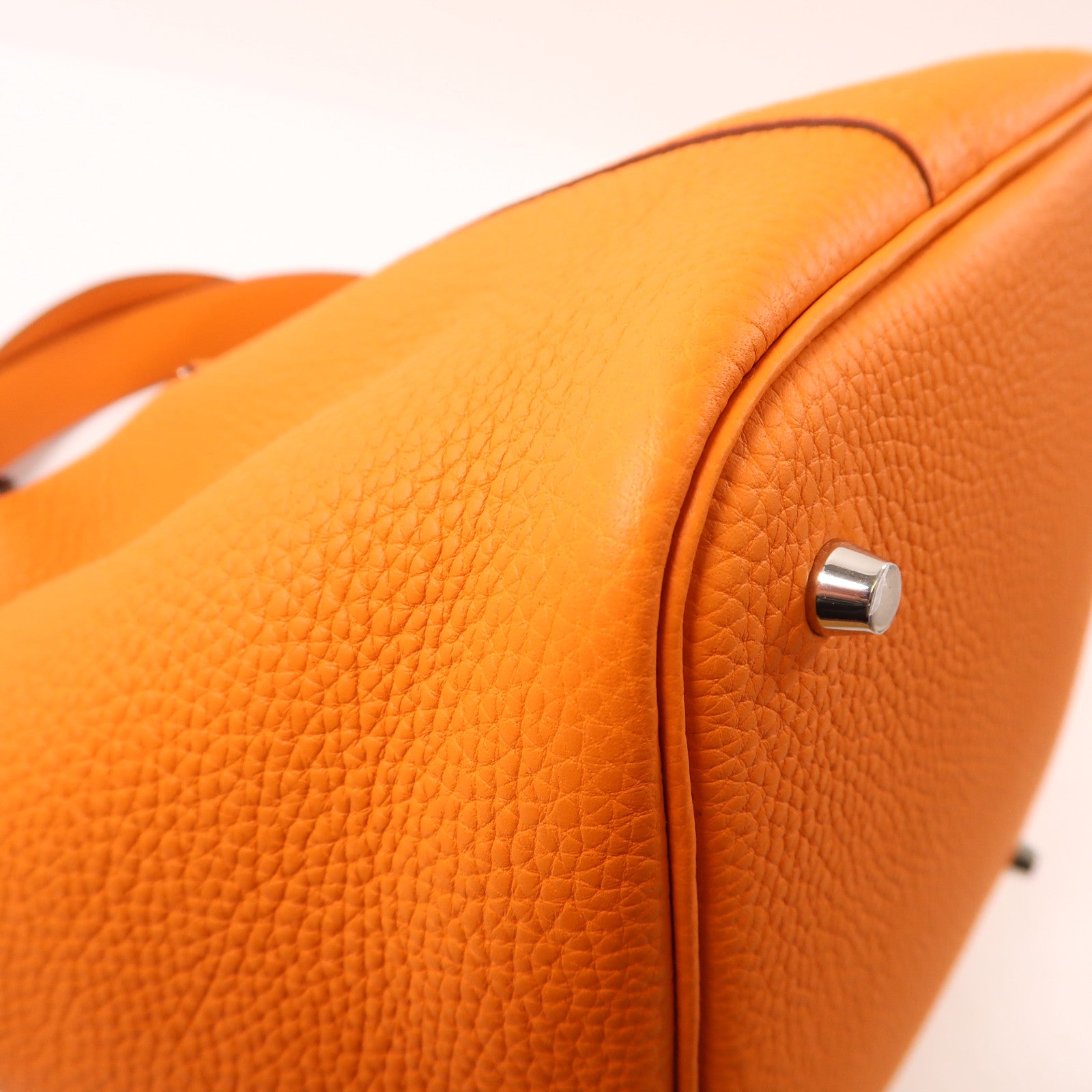 HERMES PHW Picotin MM Handbag Clemence Leather