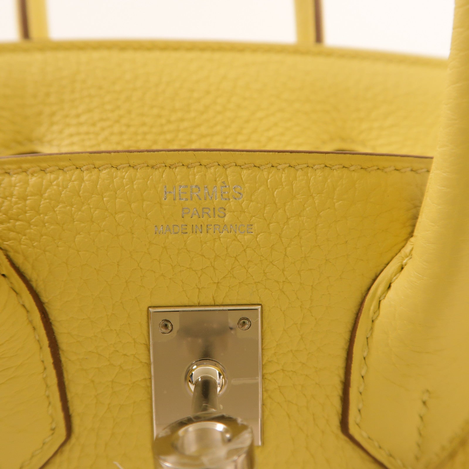 HERMES Togo皮革Birkin 25銀扣手挽袋Jaune Poussin