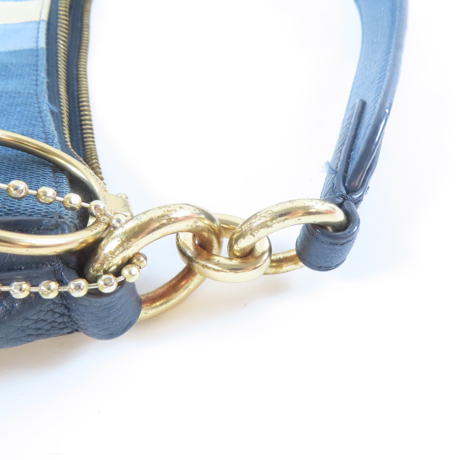 COACH 帆布2 Way Shoulder Bag金扣手挽肩背兩用袋藍色