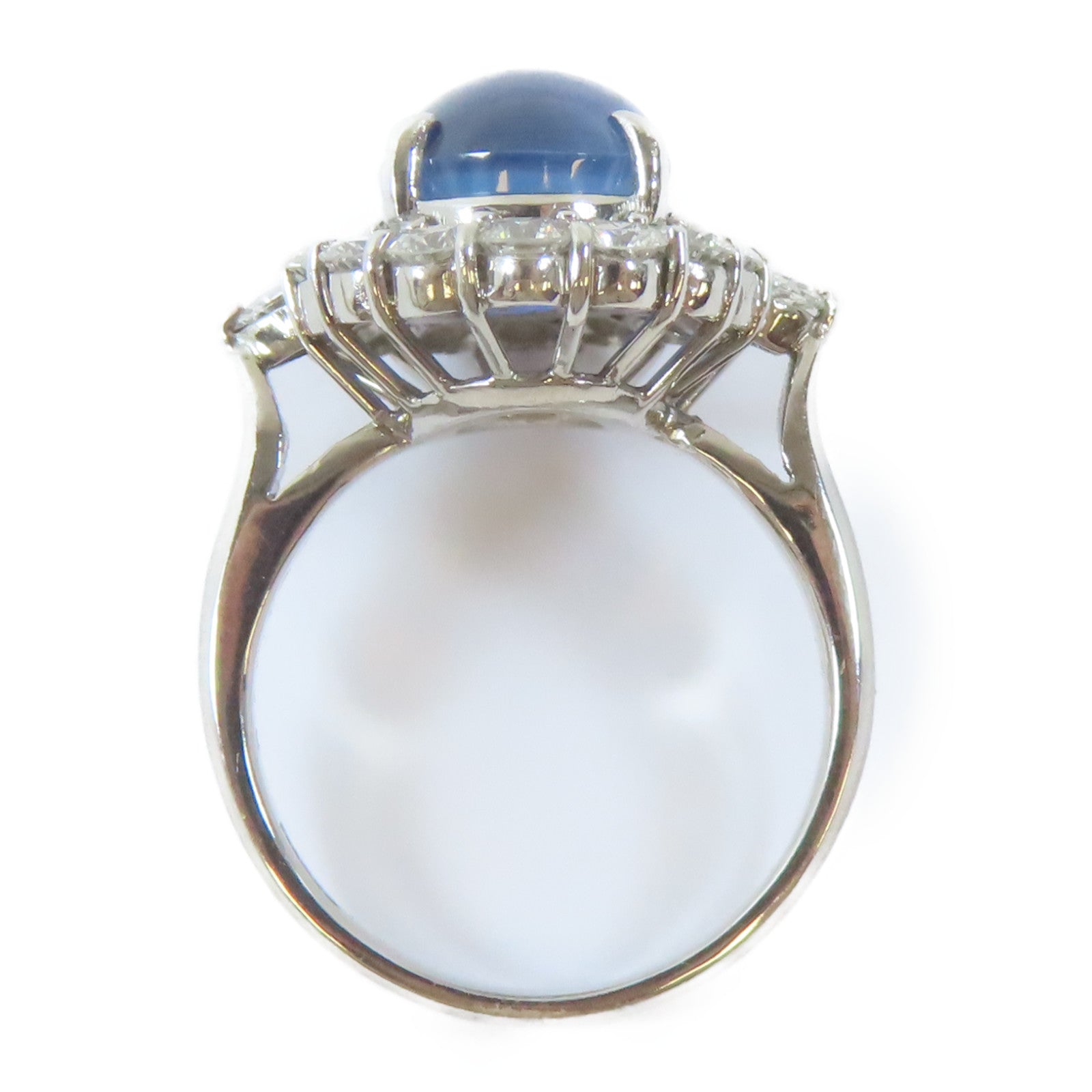 JEWELRY PT900鉑金Star Sapphire/Diamond Ring 7.01ct星光藍寶石/1.18ct鑽石戒指US#5.5