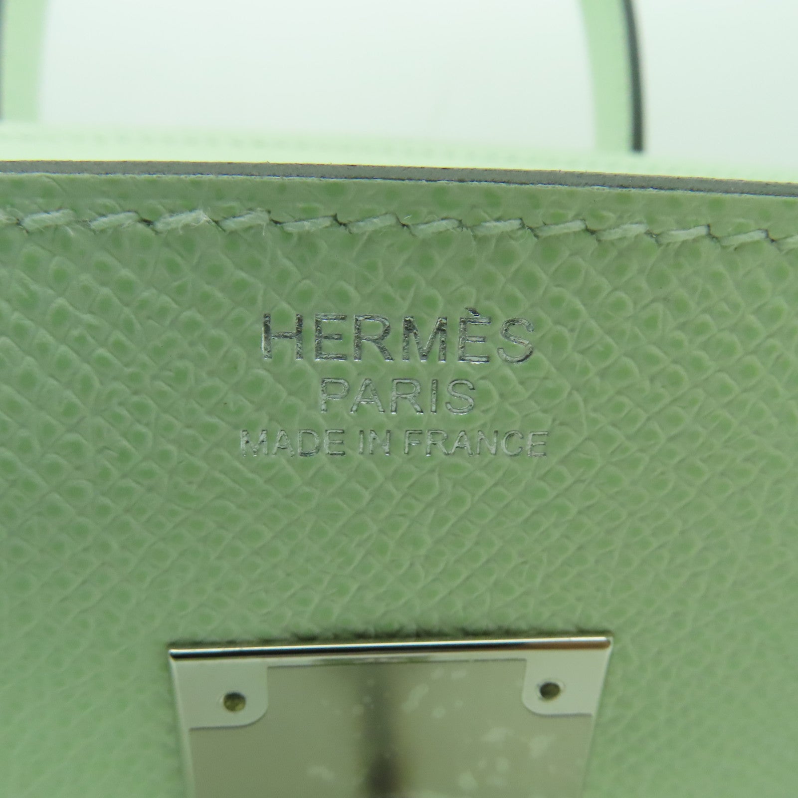 HERMES **【清倉大減價】Epsom皮革Birkin 30銀扣手挽袋Vert Fizz綠色