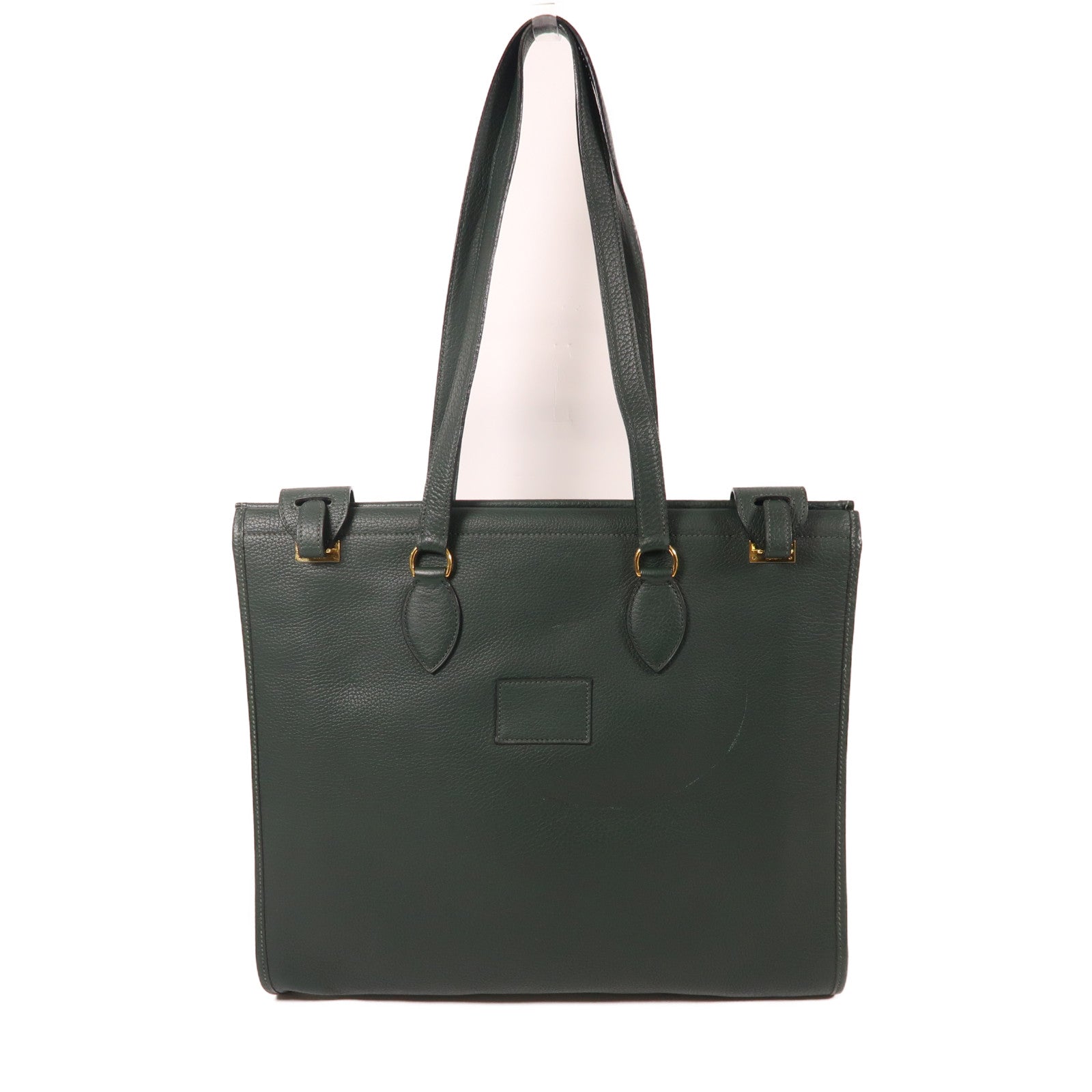 HERMES Clemence皮革Cabas金扣肩背袋綠色