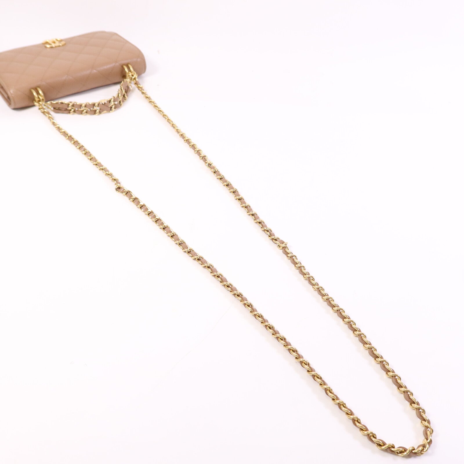 CHANEL 牛皮皮革WOC Wallet On Chain金扣鏈帶手挽肩背兩用袋