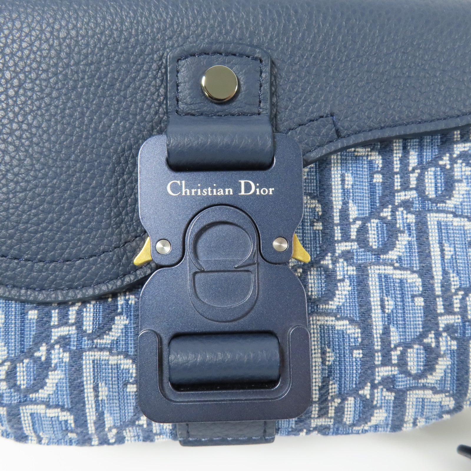 Dior 帆布/皮革Mini Saddle銀扣肩背袋