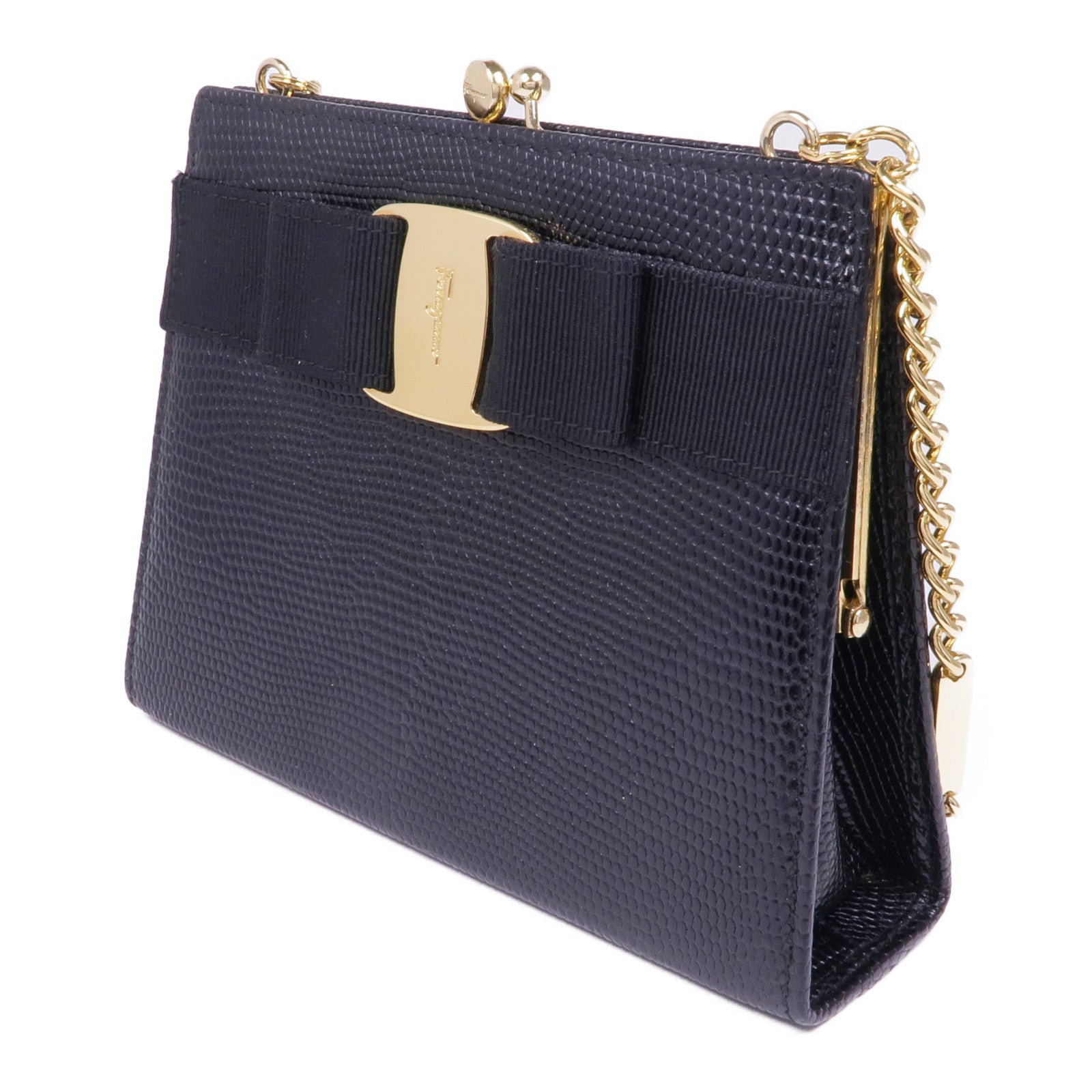 Salvatore Ferragamo 牛皮皮革Chain Shoulder Bag金扣鏈帶肩背袋