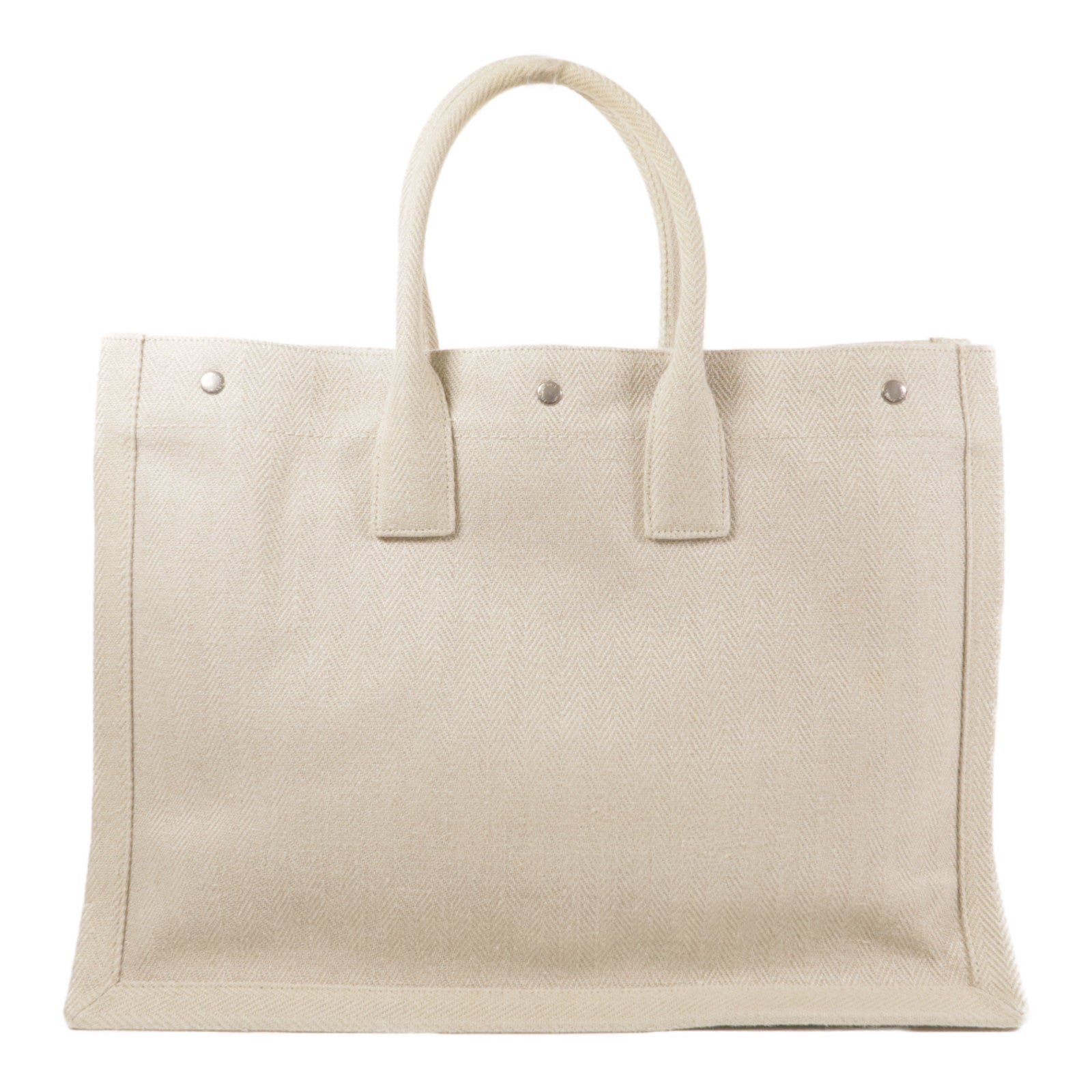 SAINT LAURENT 帆布Tote Bag銀扣手挽袋