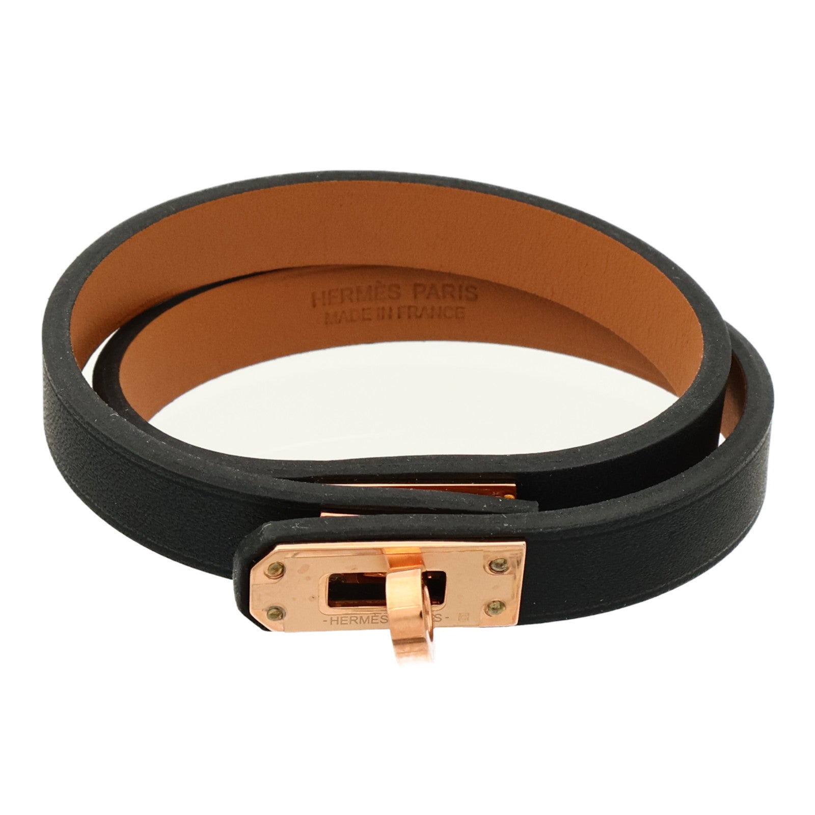 HERMES Swift皮革Mini Kelly Double Tour金扣手鏈Noir