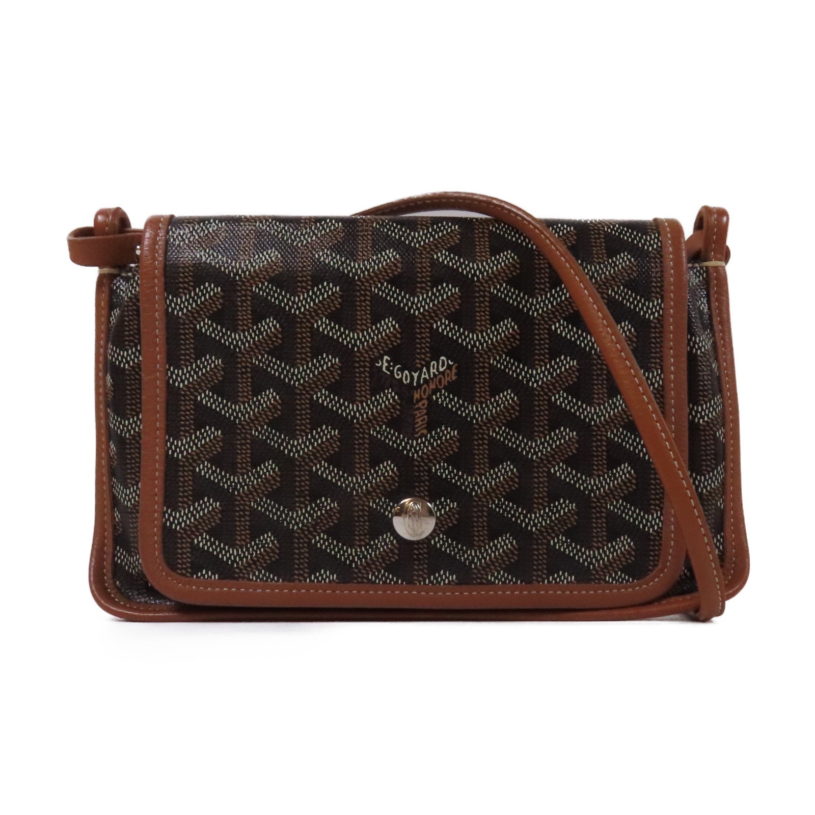 GOYARD 塗層帆布Plumet銀扣肩背袋肩背袋/啡色
