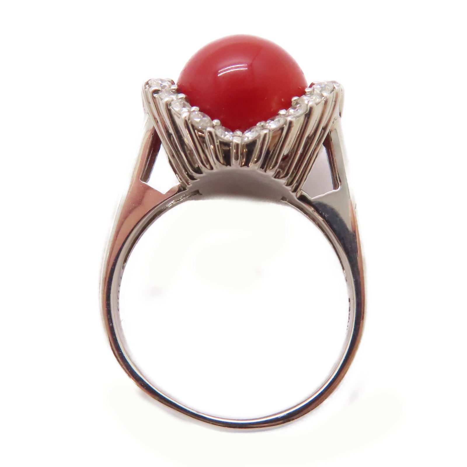 JEWELRY PT900鉑金Coral Stone Ring 0.63ct珊瑚石戒指US#6
