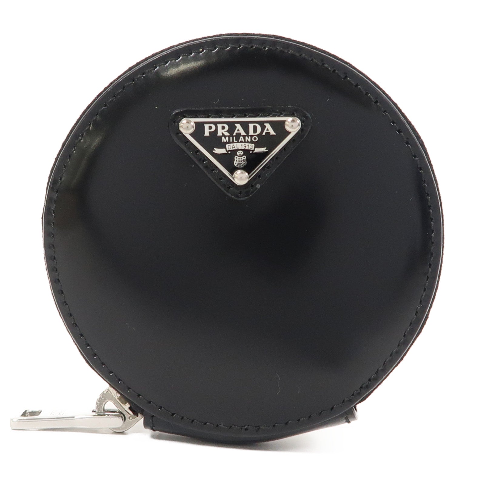 PRADA 牛皮皮革Coin Case銀扣零錢包黑色