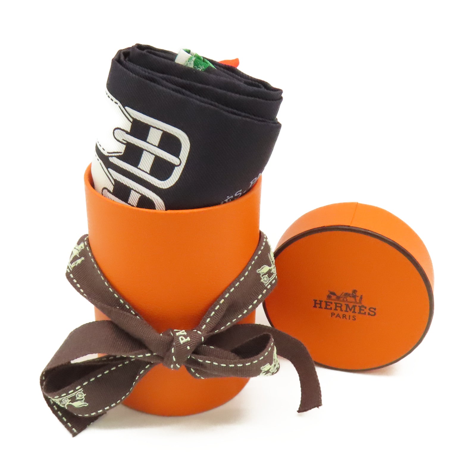 HERMES 【激減優惠】絲質Twilly Scarf絲巾黑色/橙色/綠色/彩色