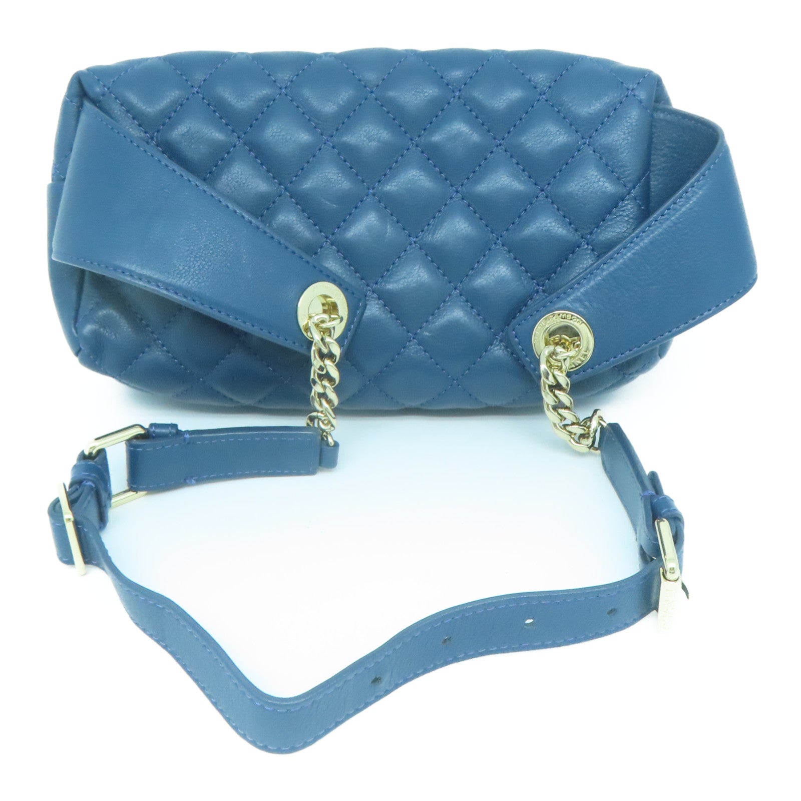 CHANEL 【激減優惠】菱格牛皮皮革Waist Bag金扣腰包藍色
