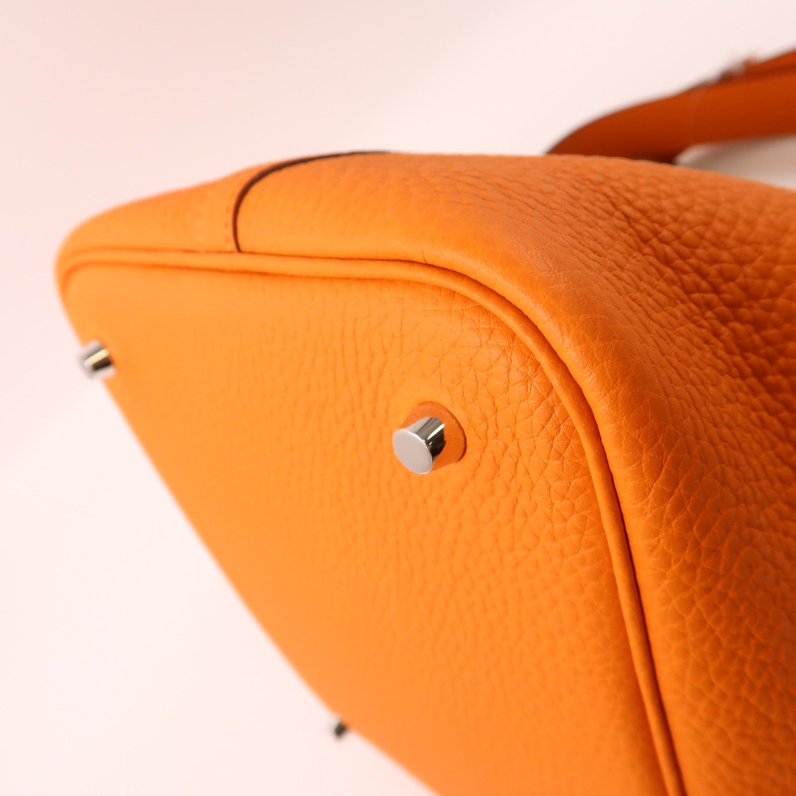HERMES PHW Picotin MM Handbag Clemence Leather