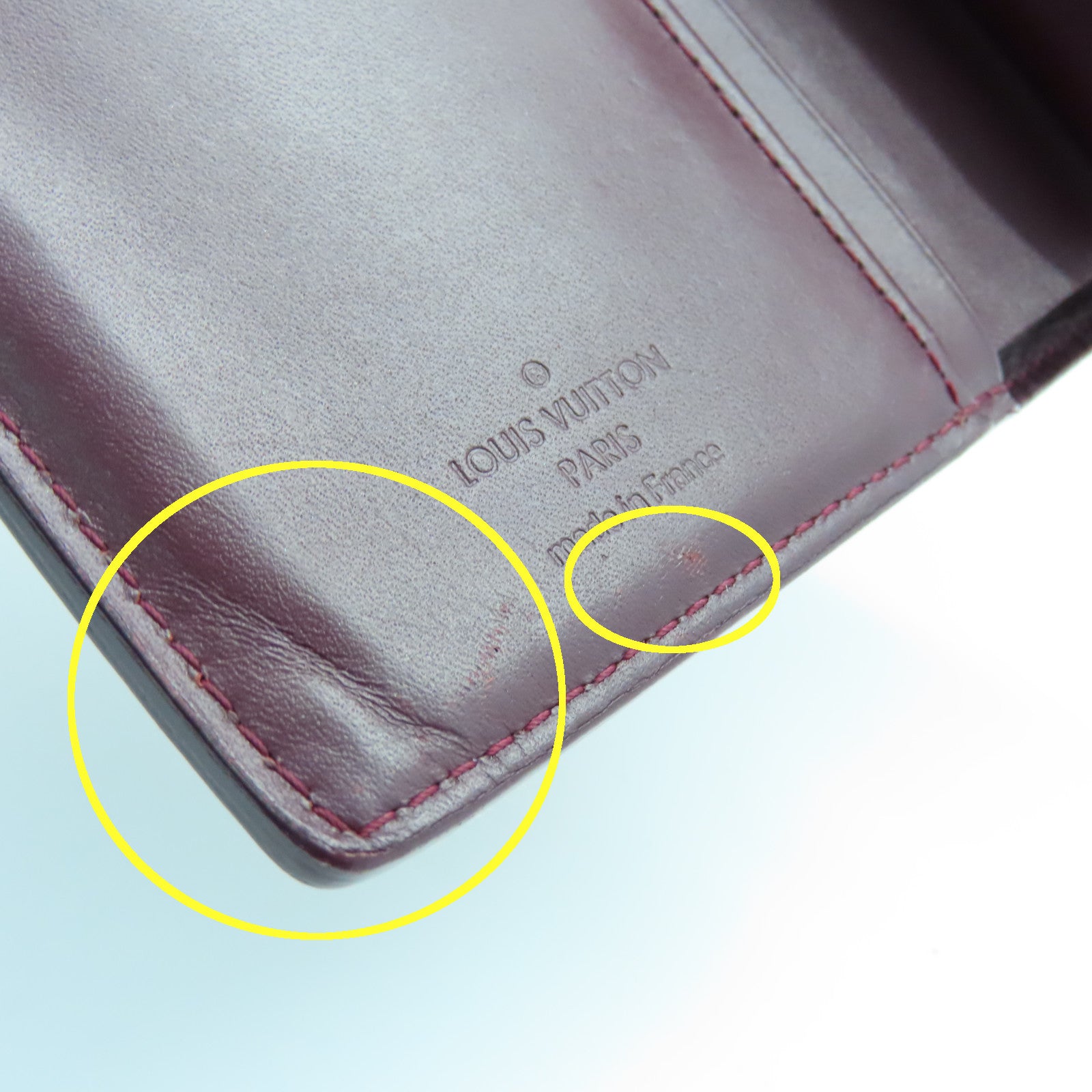 LOUIS VUITTON Monogram Vernis Porteteulle Viemoi金扣钱包酒红色
