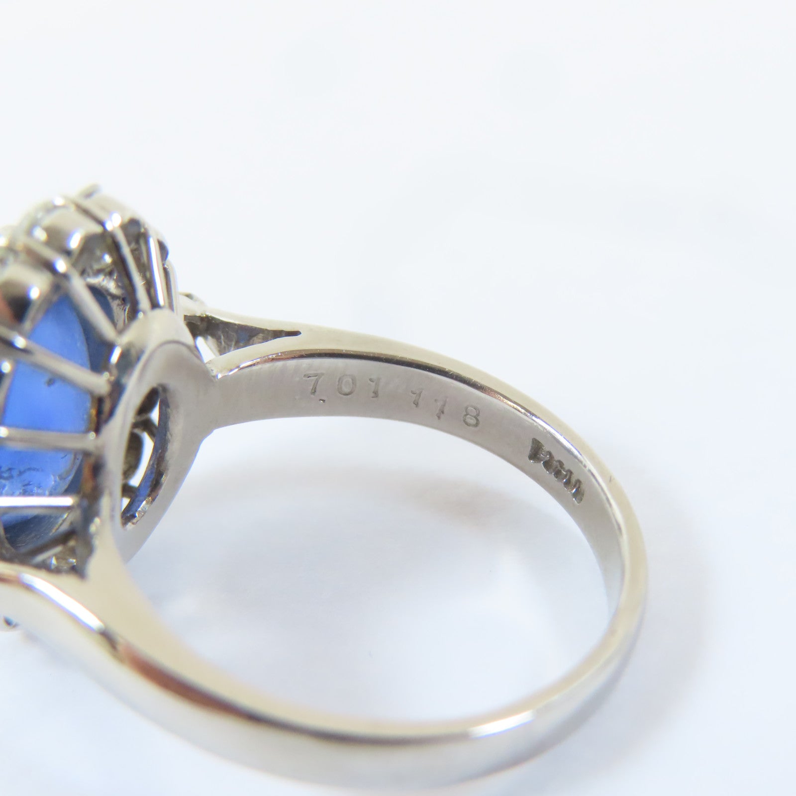 JEWELRY PT900鉑金Star Sapphire/Diamond Ring 7.01ct星光藍寶石/1.18ct鑽石戒指US#5.5