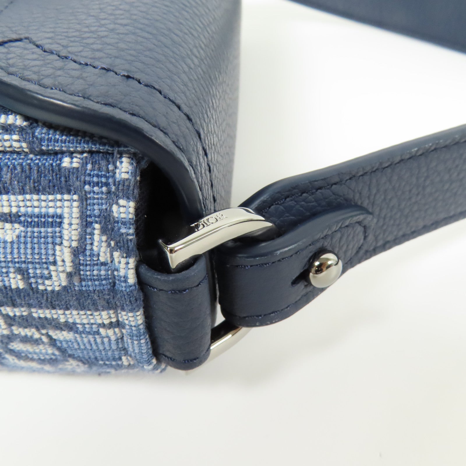 Dior 帆布/皮革Mini Saddle銀扣肩背袋