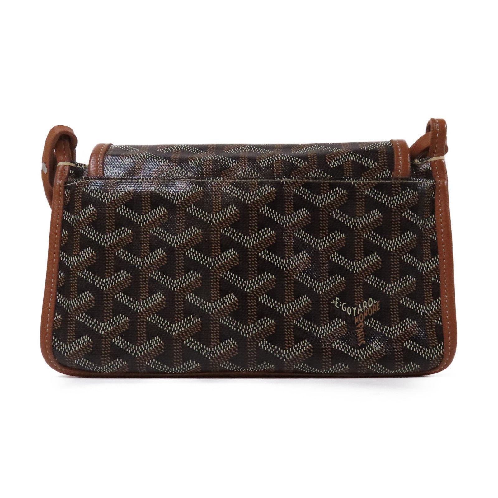 GOYARD 塗層帆布Plumet銀扣肩背袋肩背袋/啡色