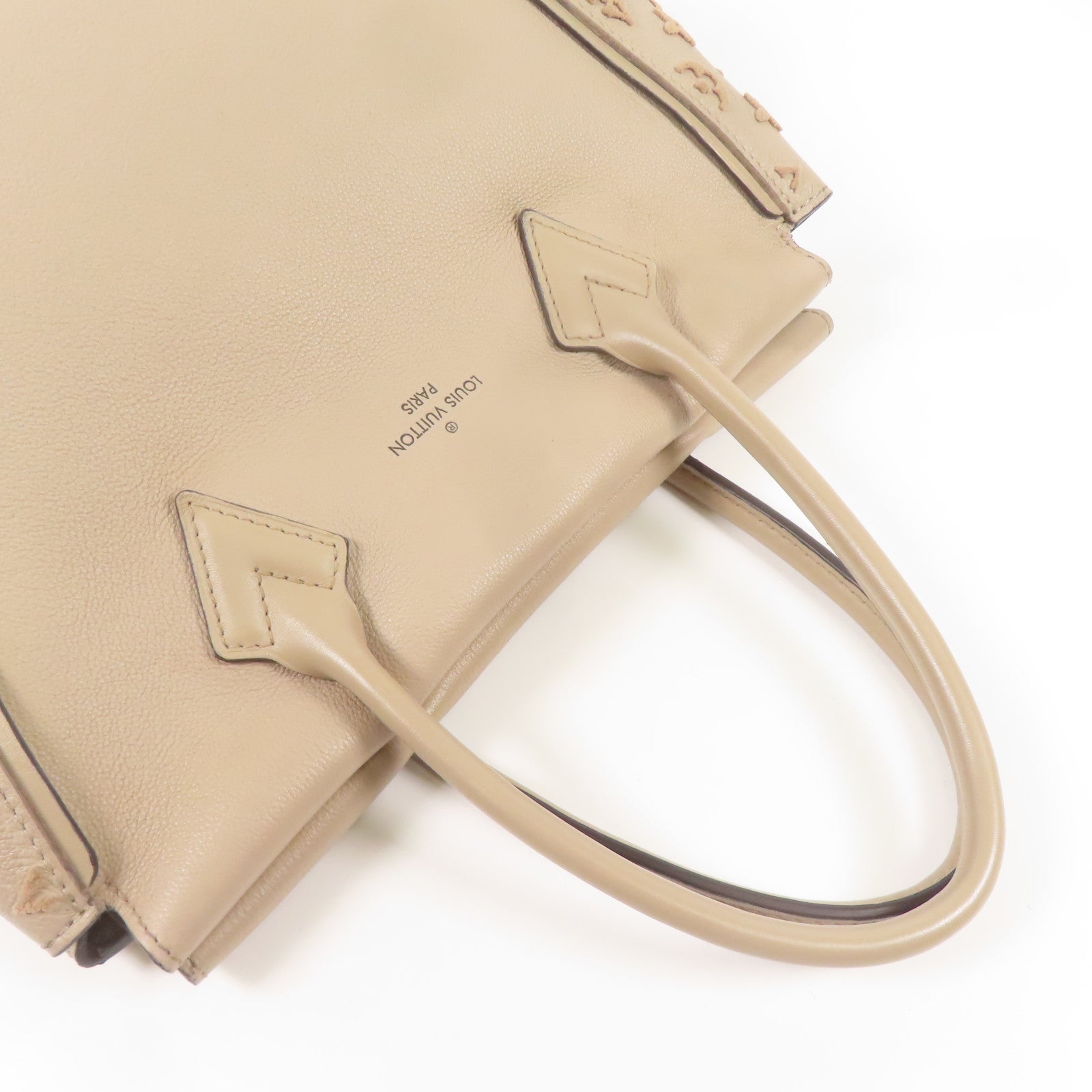 LOUIS VUITTON 牛皮皮革/羊絨Tote W PM金扣手挽袋