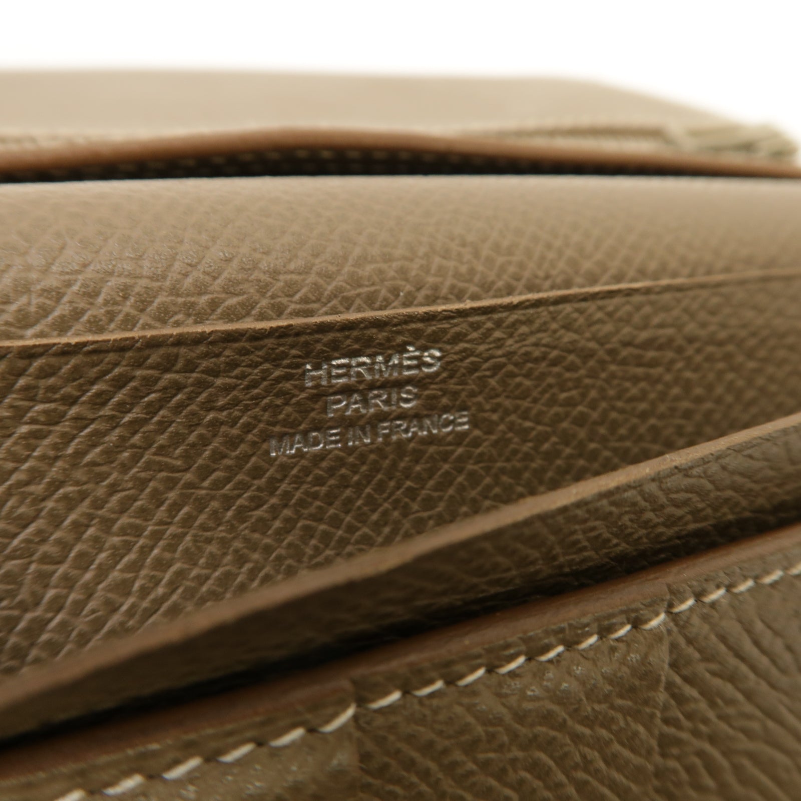 HERMES 【激減優惠】Epsom皮革Bearn Wallet銀扣長錢包橙黃色/大象灰色