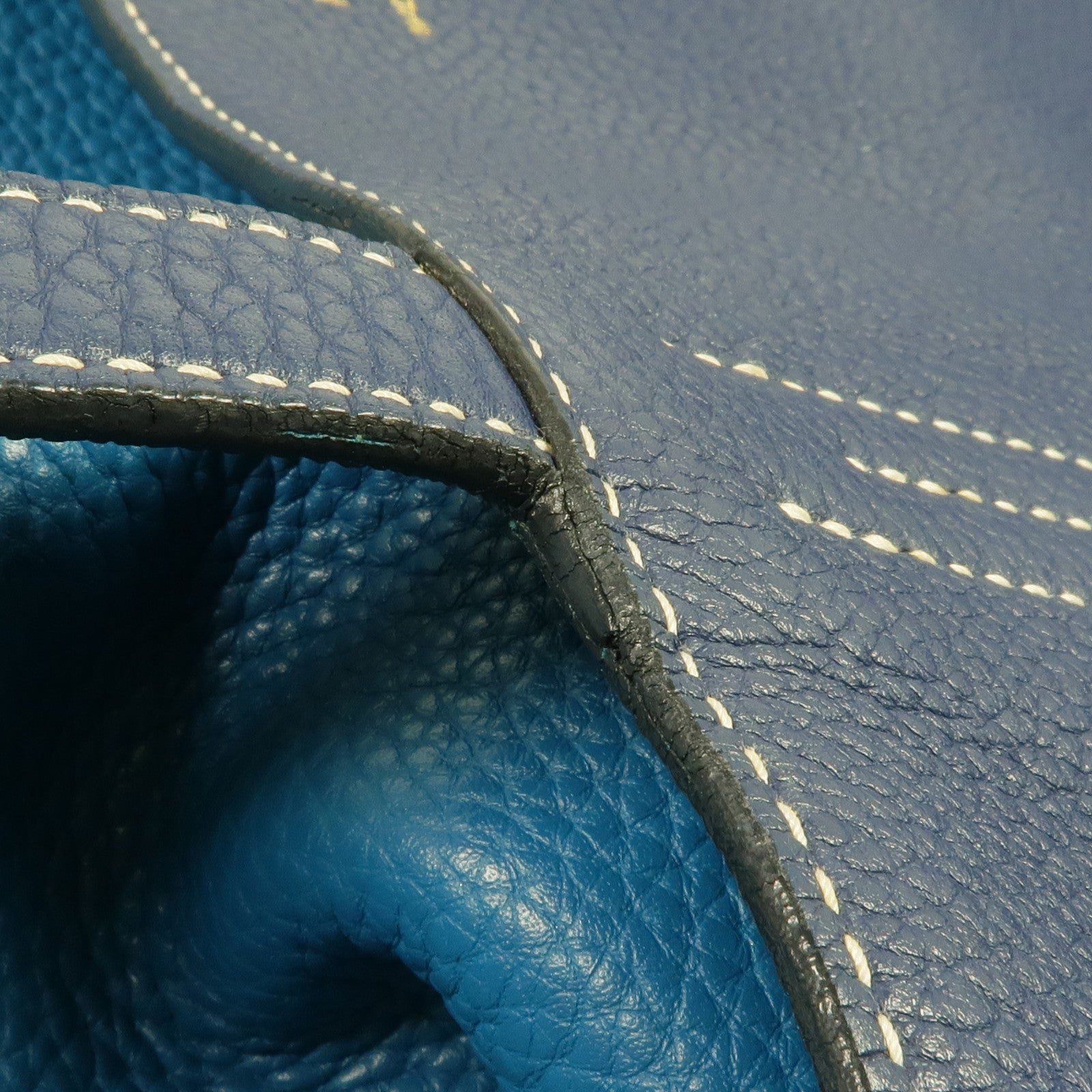 HERMES Clemence皮革Double Sens 45手挽袋Bleu Saphir/Bleu Izmir