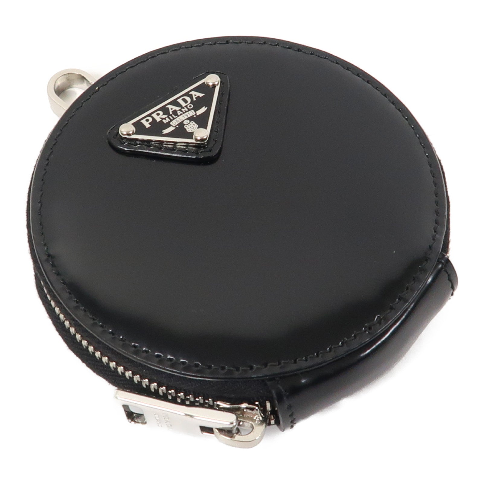 PRADA 牛皮皮革Coin Case銀扣零錢包黑色