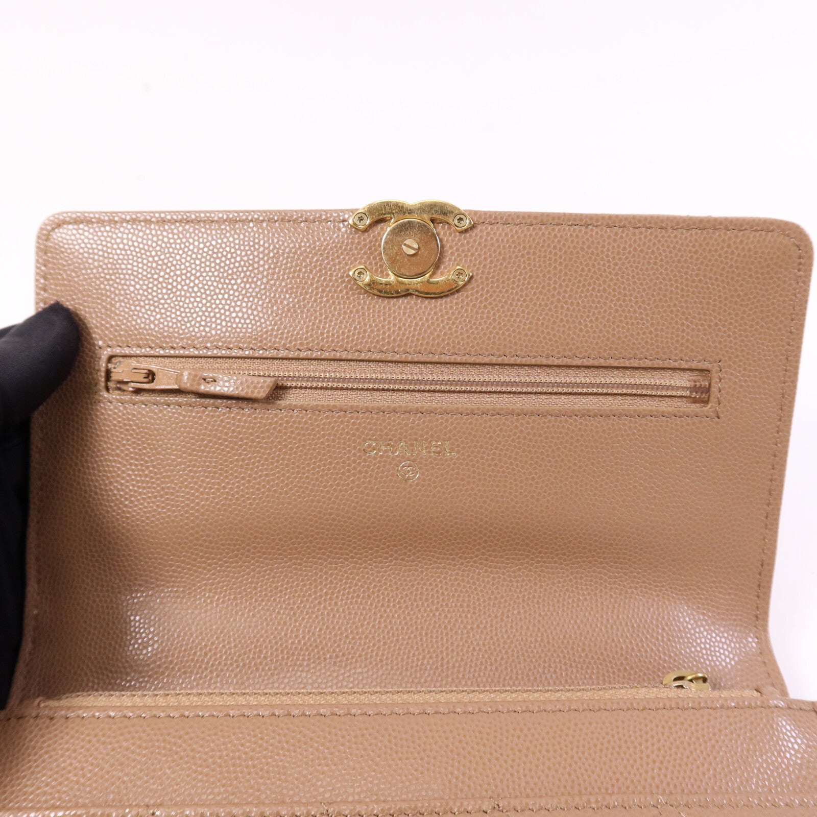 CHANEL 牛皮皮革WOC Wallet On Chain金扣鏈帶手挽肩背兩用袋