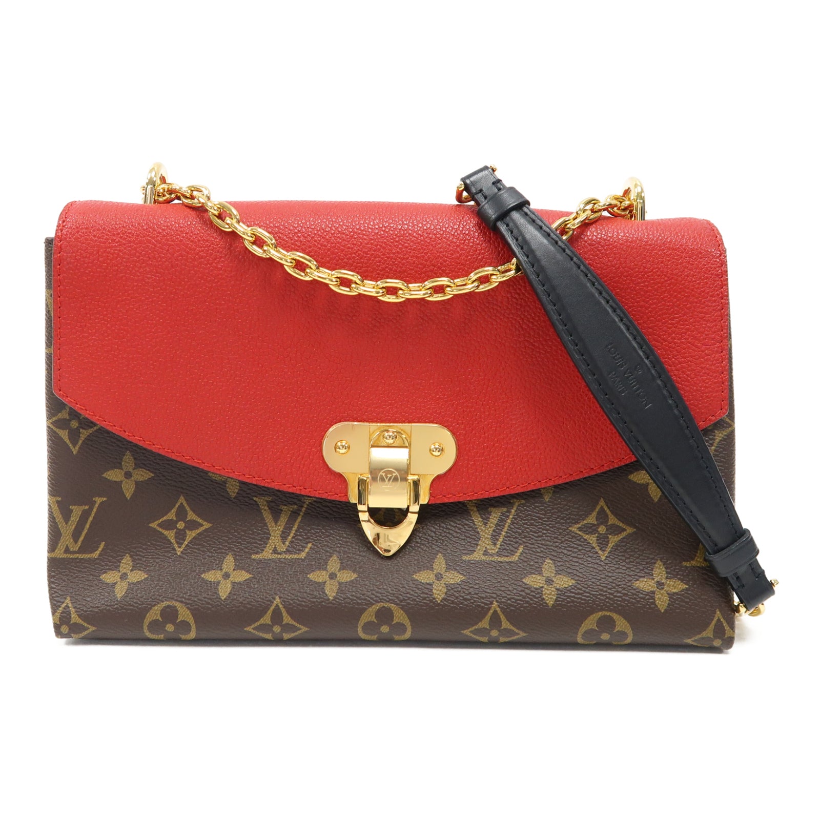 LOUIS VUITTON Monogram Saint Placide金扣鏈帶肩背袋啡色/紅色