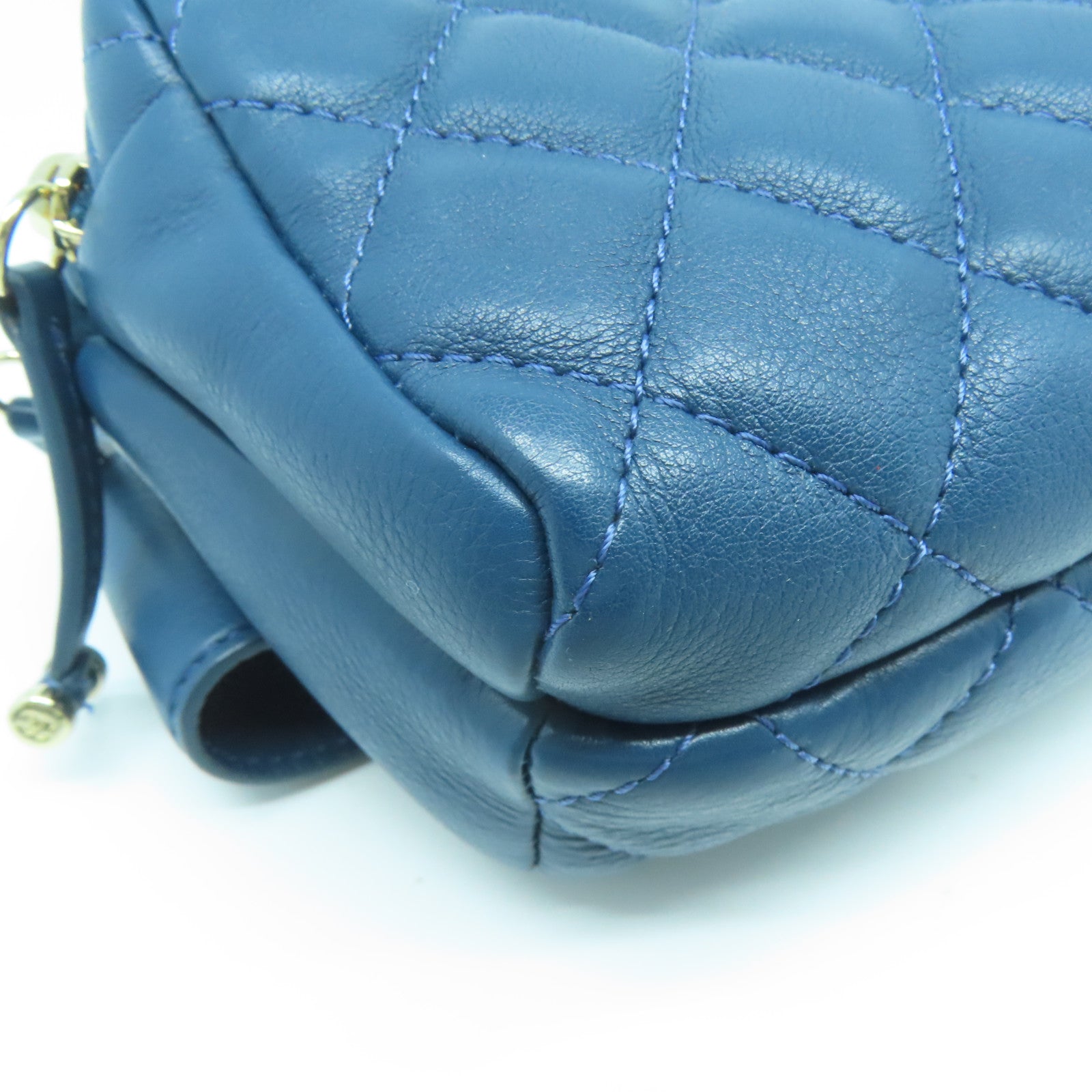 CHANEL 【激減優惠】菱格牛皮皮革Waist Bag金扣腰包藍色