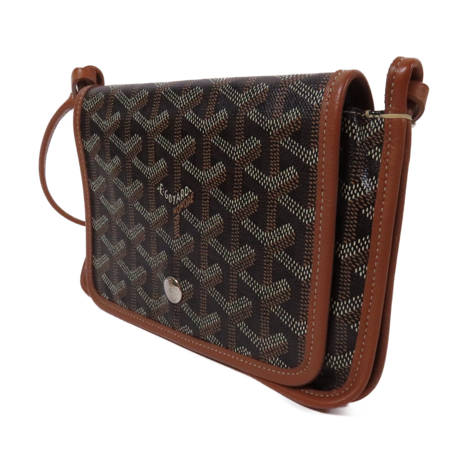 GOYARD 塗層帆布Plumet銀扣肩背袋肩背袋/啡色