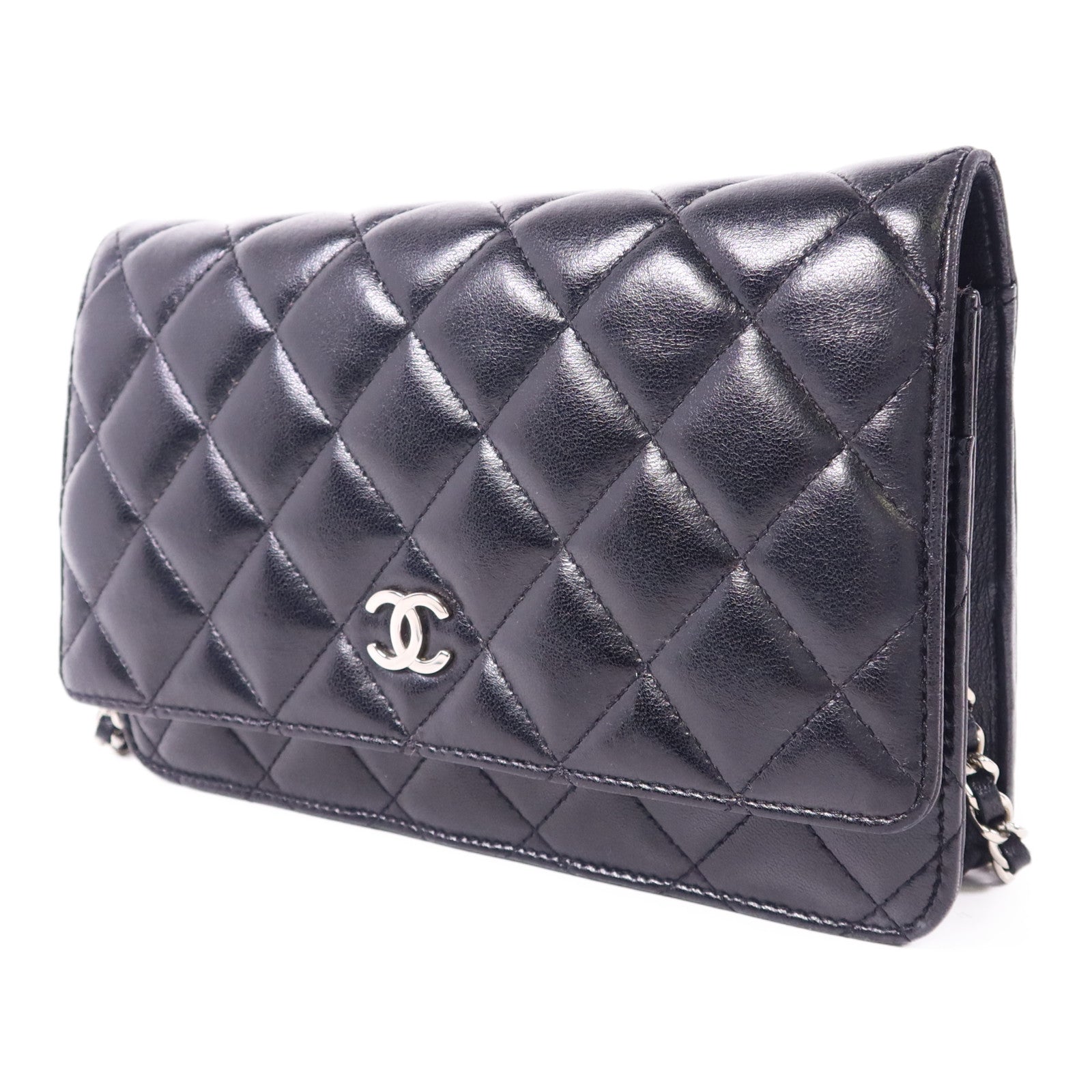 CHANEL 羊皮皮革WOC Wallet On Chain銀扣鏈帶肩背袋