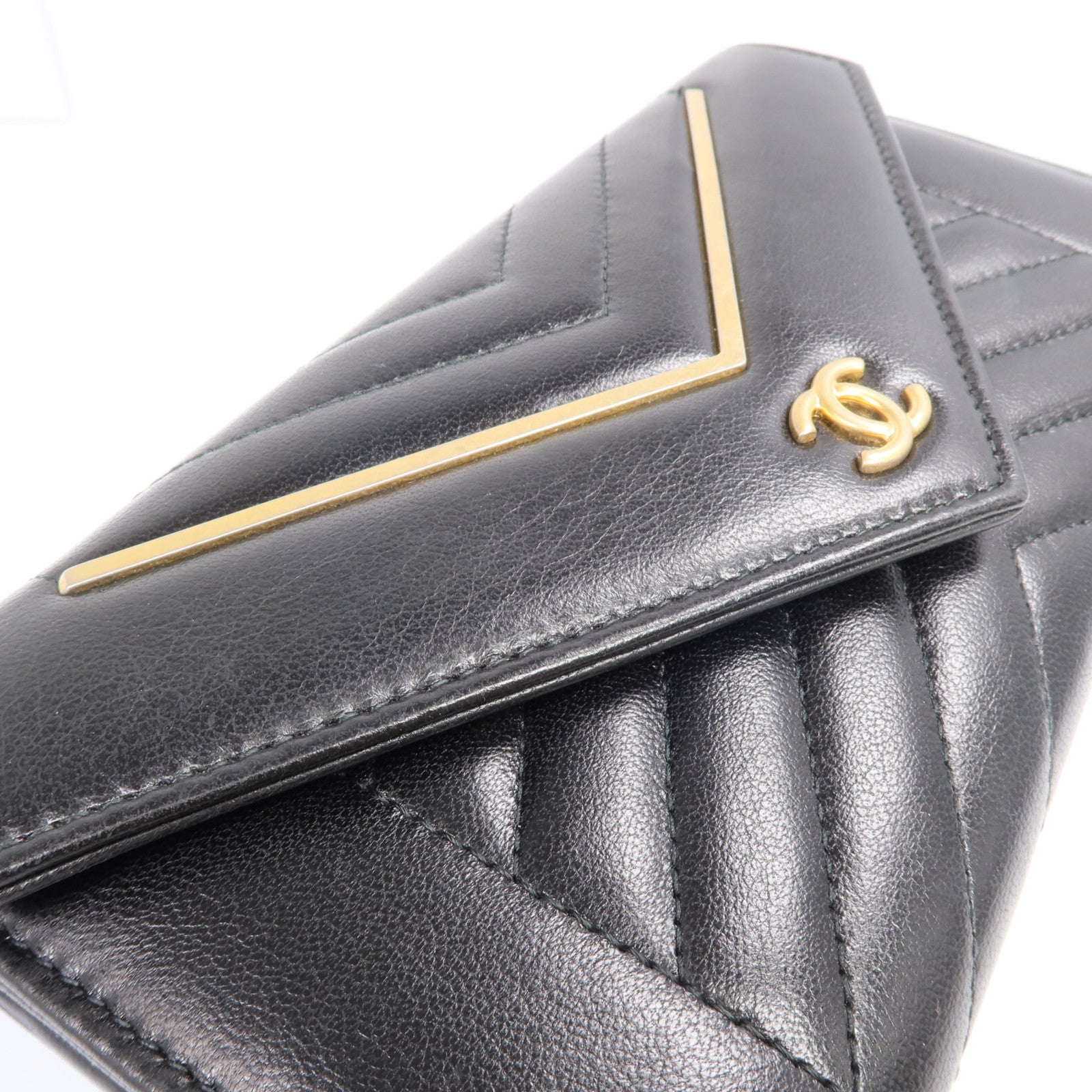 CHANEL 牛皮皮革Long Wallet金扣錢包