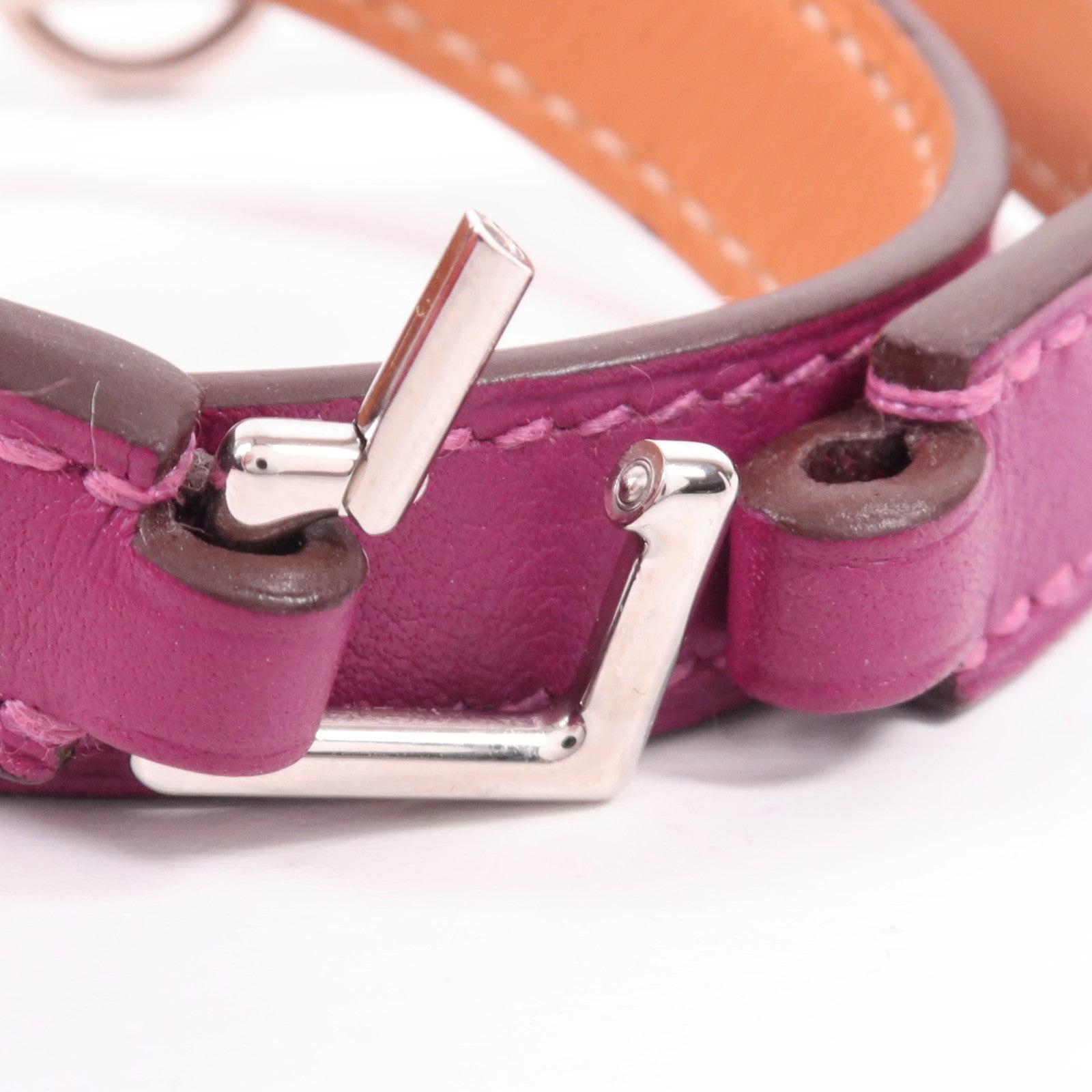 HERMES Swift皮革Rivale Double Tour Bracelet銀扣手帶Tosca