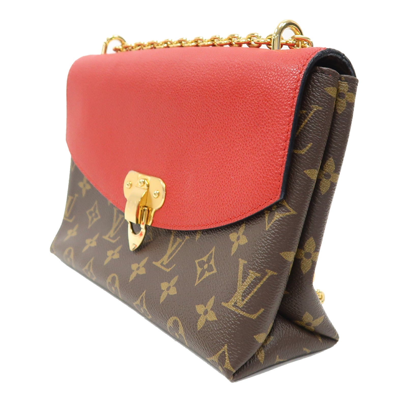 LOUIS VUITTON Monogram Saint Placide金扣鏈帶肩背袋啡色/紅色