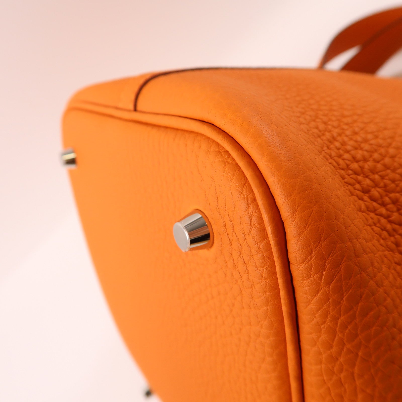 HERMES PHW Picotin MM Handbag Clemence Leather
